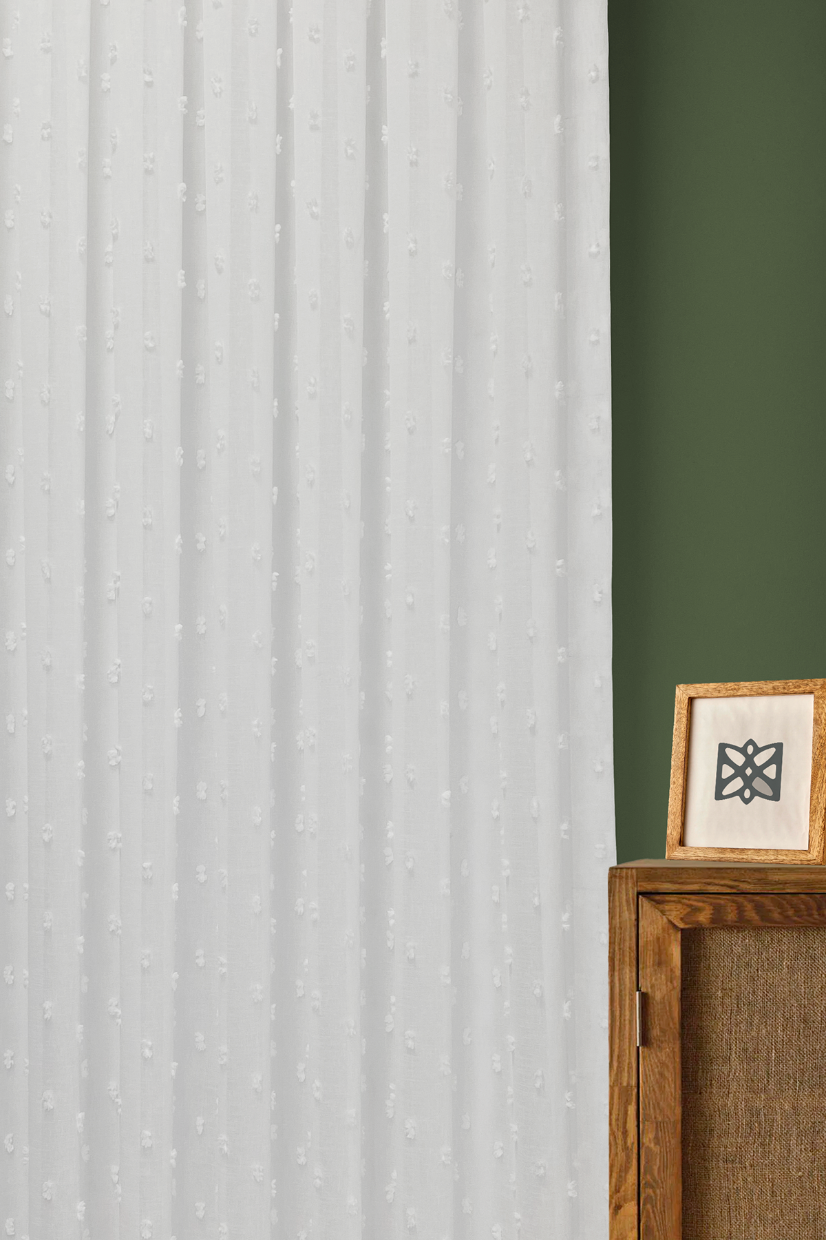 İskandinav Serisi Bohem Ponpon Desen Keten Ekru Tül Perde