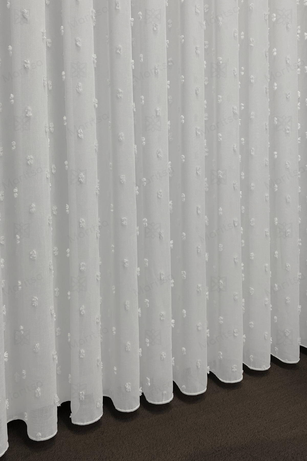 İskandinav Serisi Bohem Ponpon Desen Keten Ekru Tül Perde