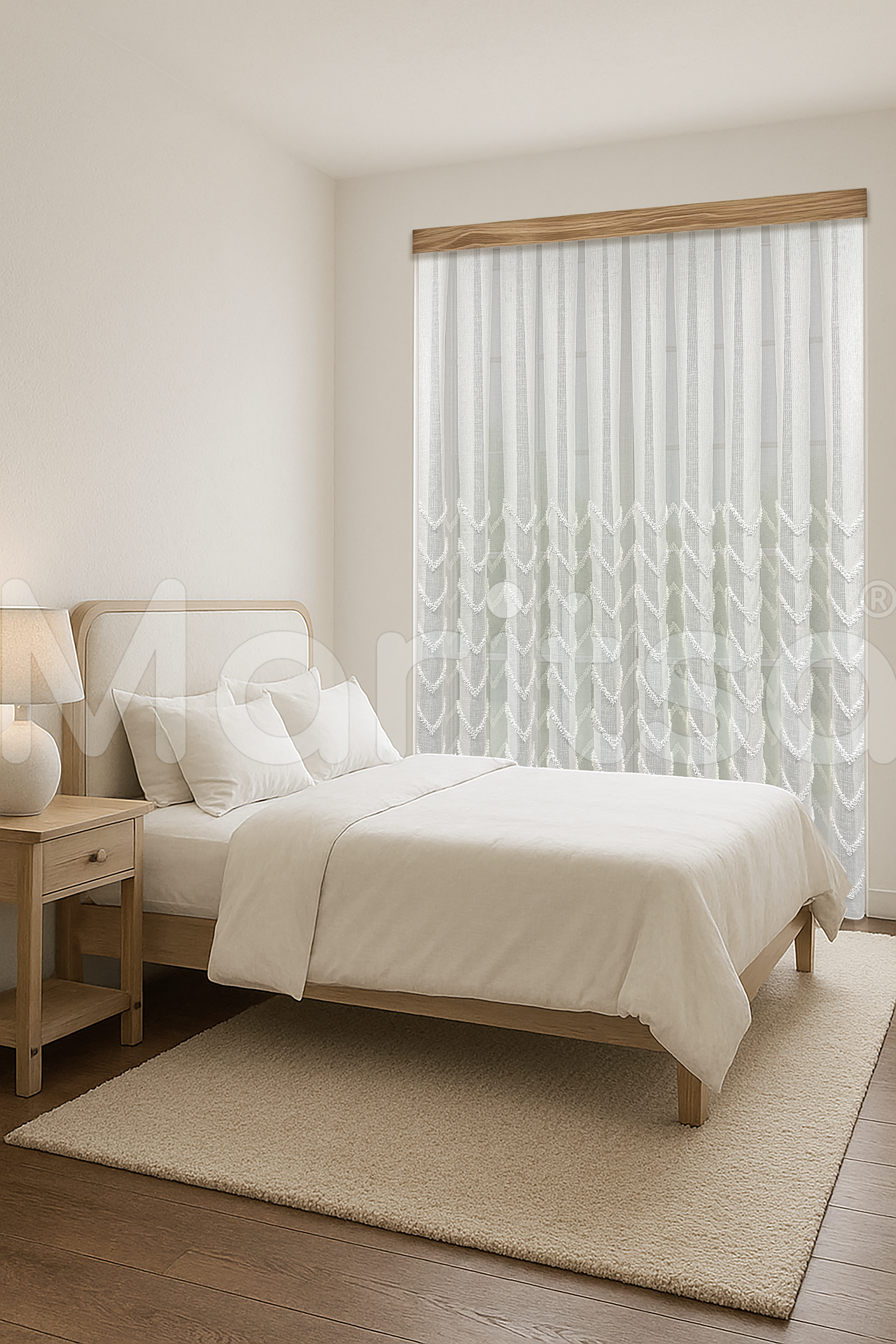 İskandinav Serisi Bohem Vera Desen Keten Ekru Tül Perde