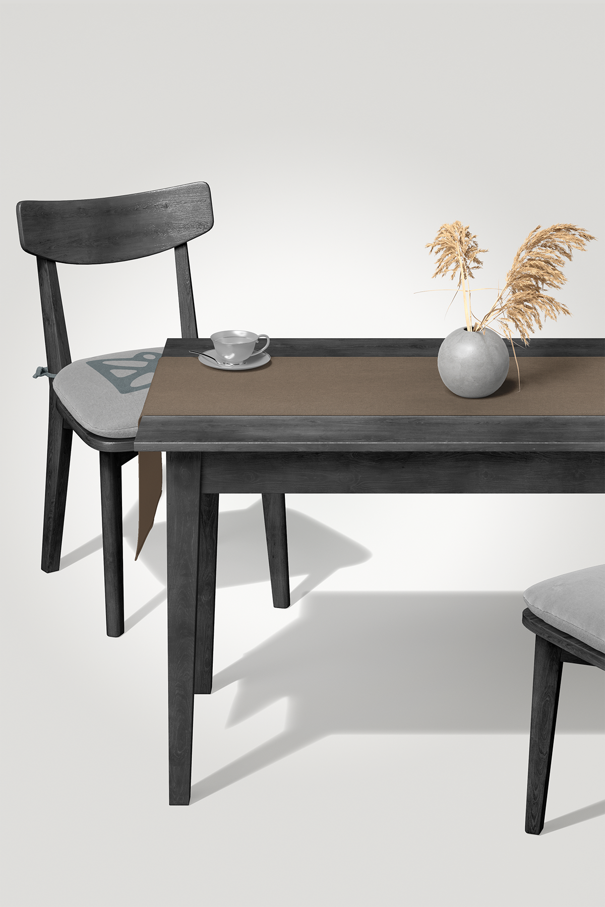 Kadife Dokulu Serisi Açık Kahve Runner