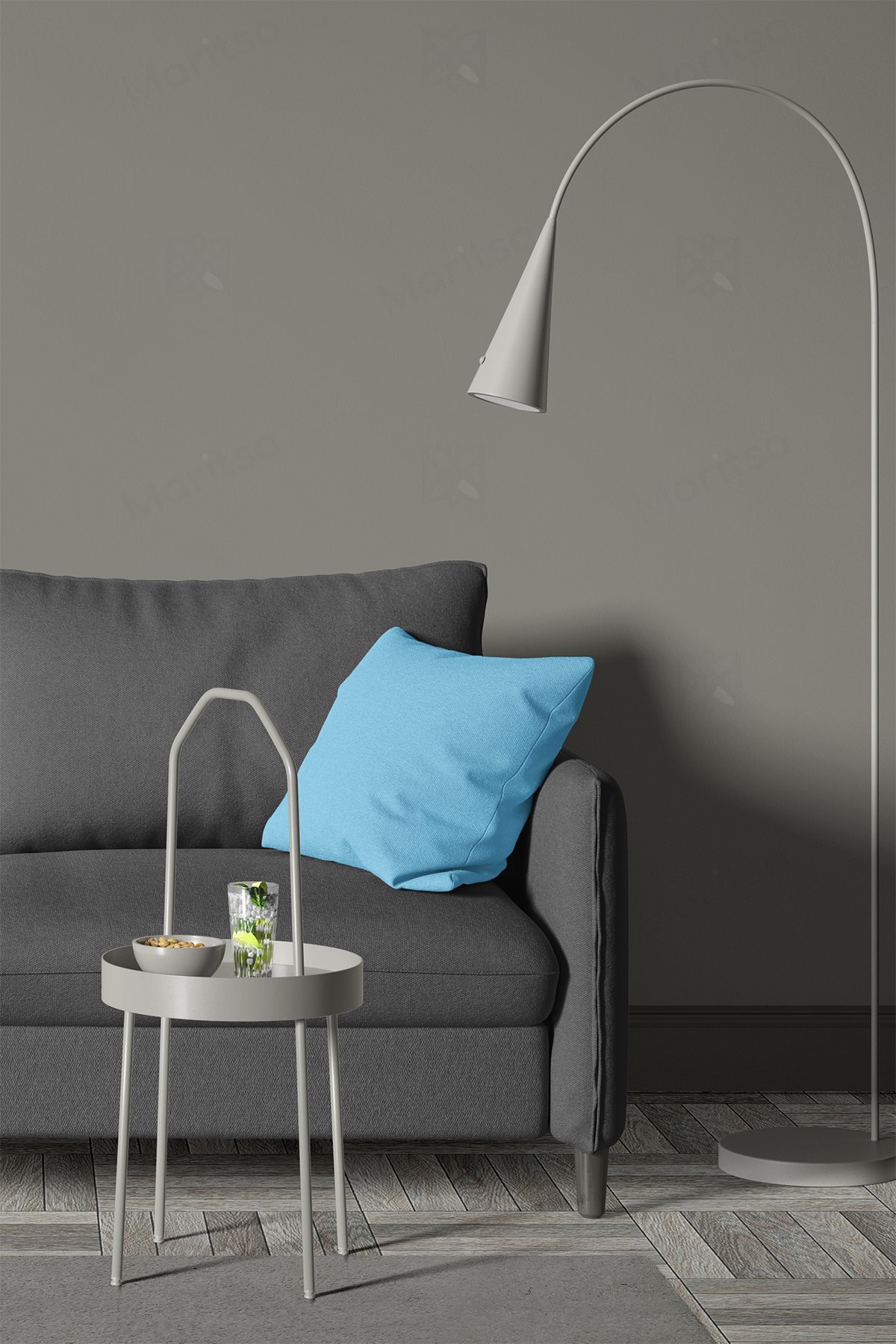 Kadife Dokulu Serisi Bebek Mavisi Kırlent Kılıfı