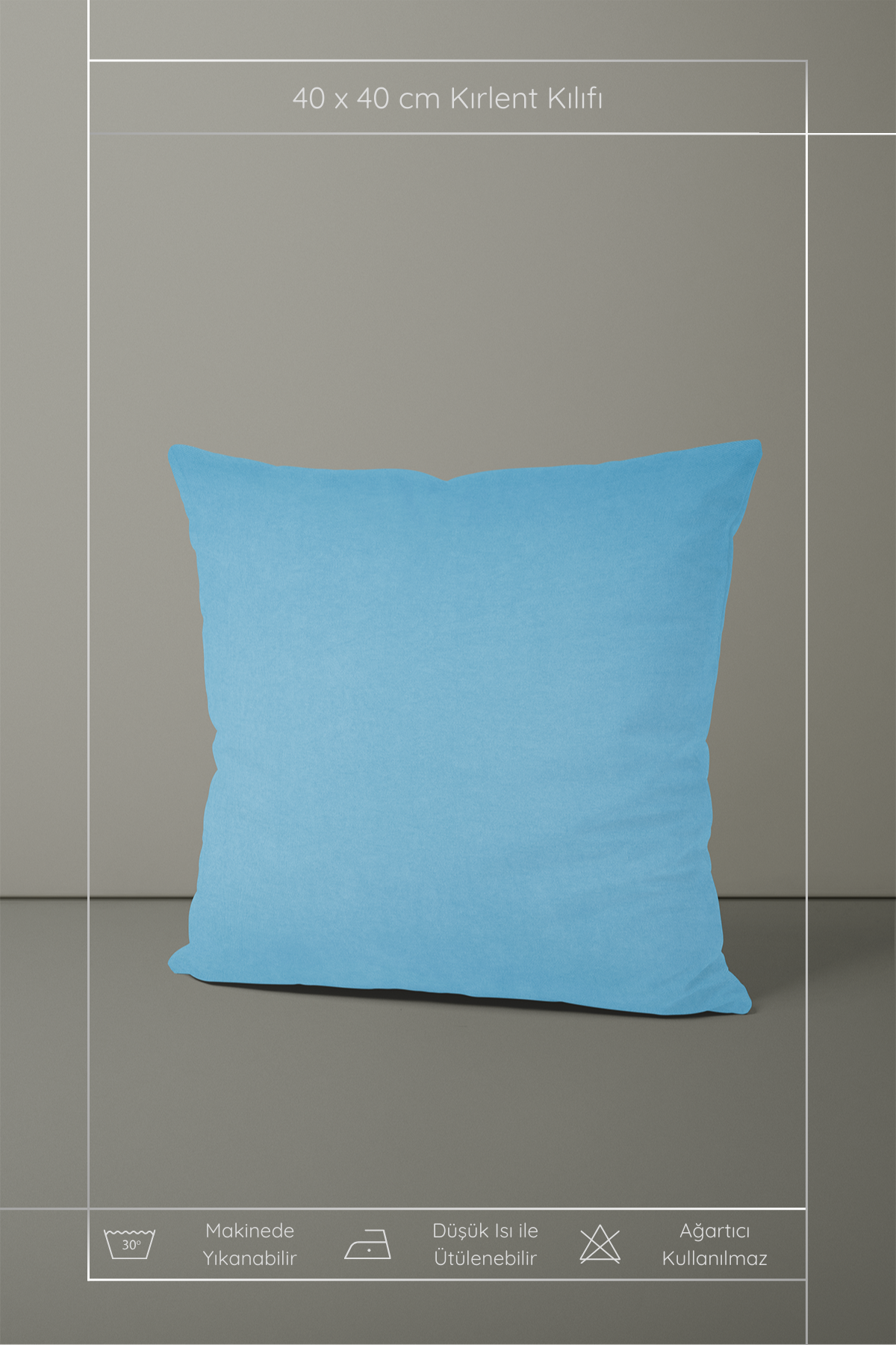 Kadife Dokulu Serisi Bebek Mavisi Kırlent Kılıfı