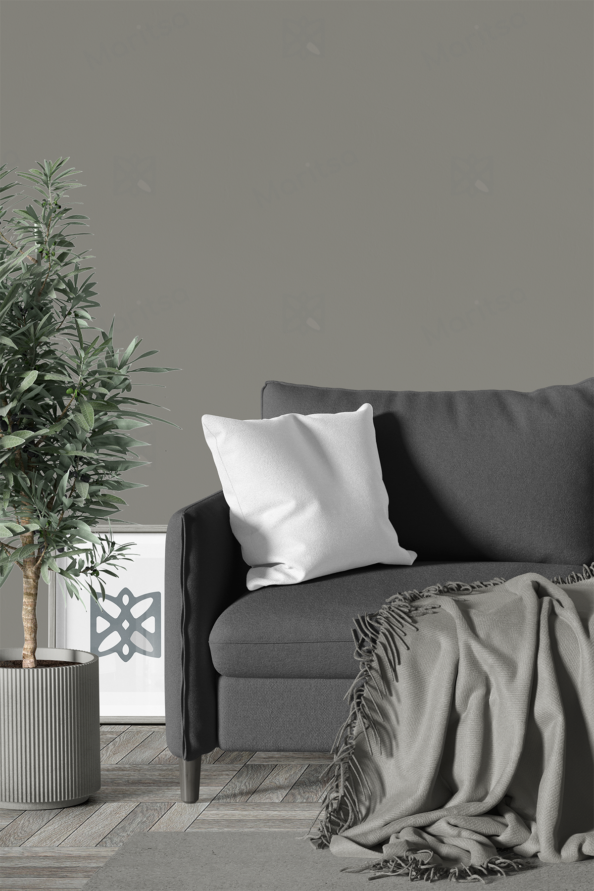 Kadife Dokulu Serisi Beyaz Kırlent Kılıfı