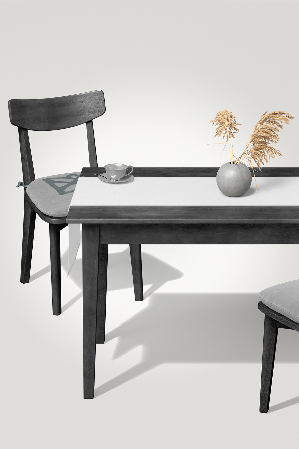 Kadife Dokulu Serisi Beyaz Runner