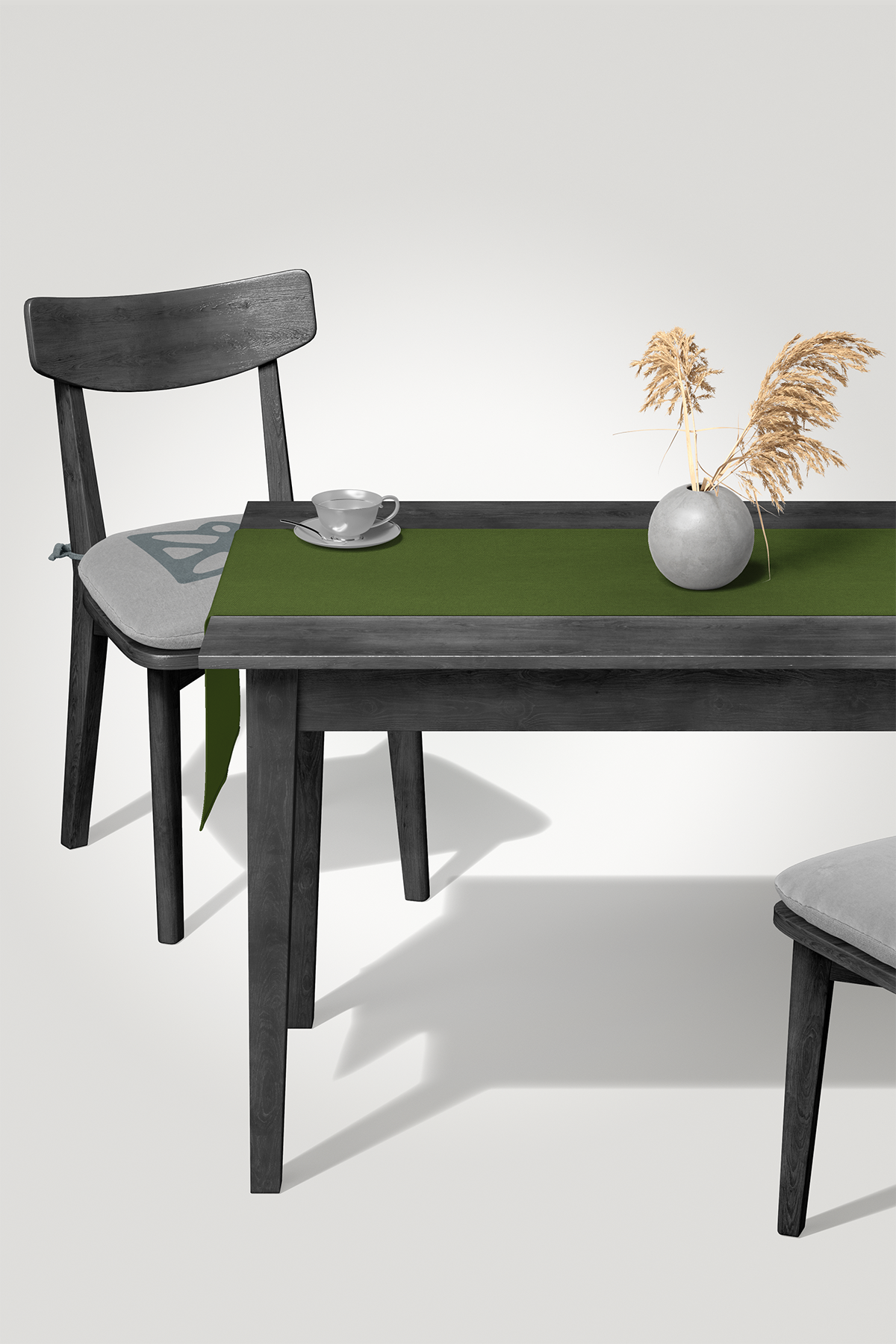 Kadife Dokulu Serisi Çimen Yeşili Runner