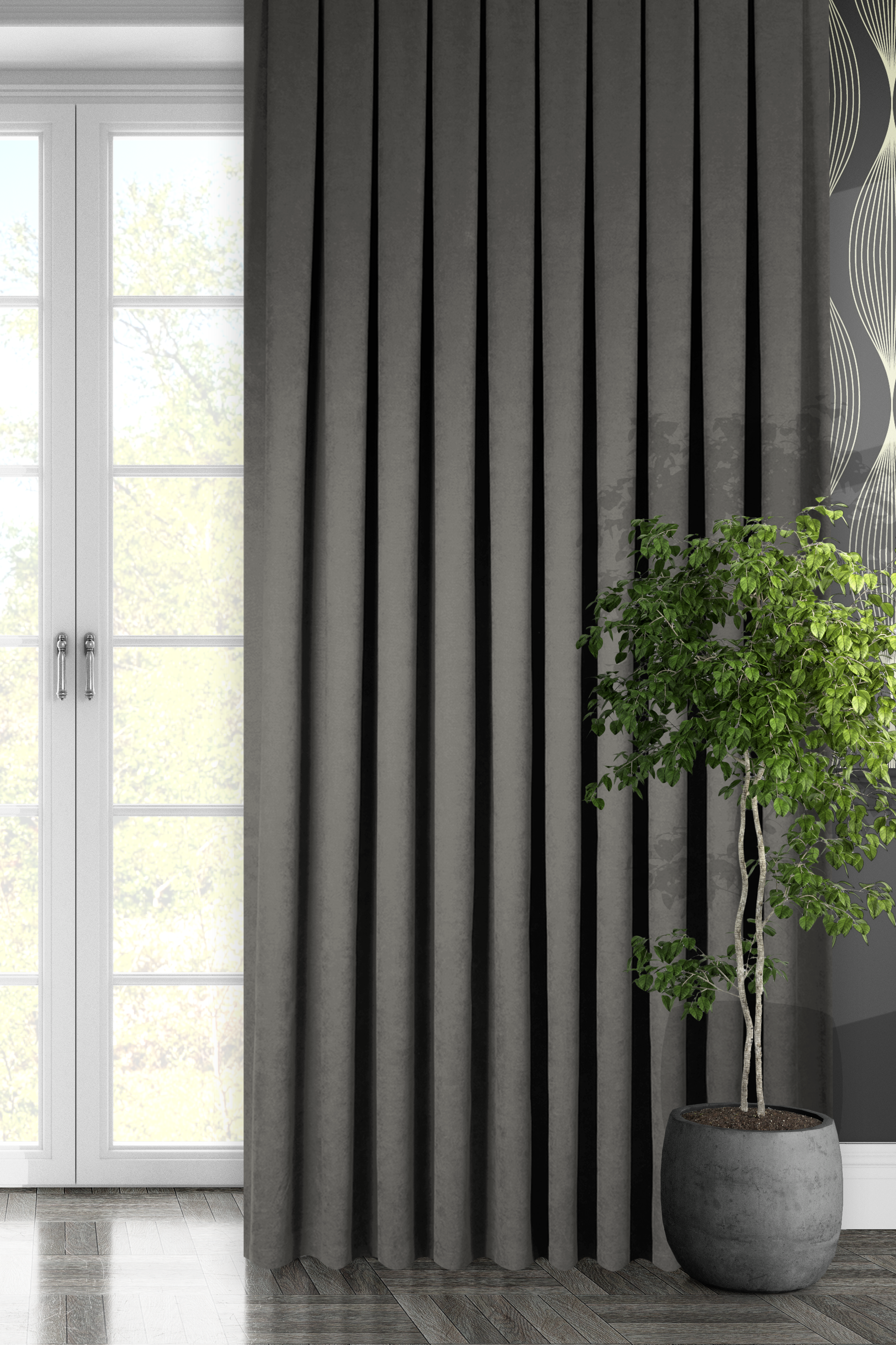 Kadife Dokulu Serisi Fon Perde