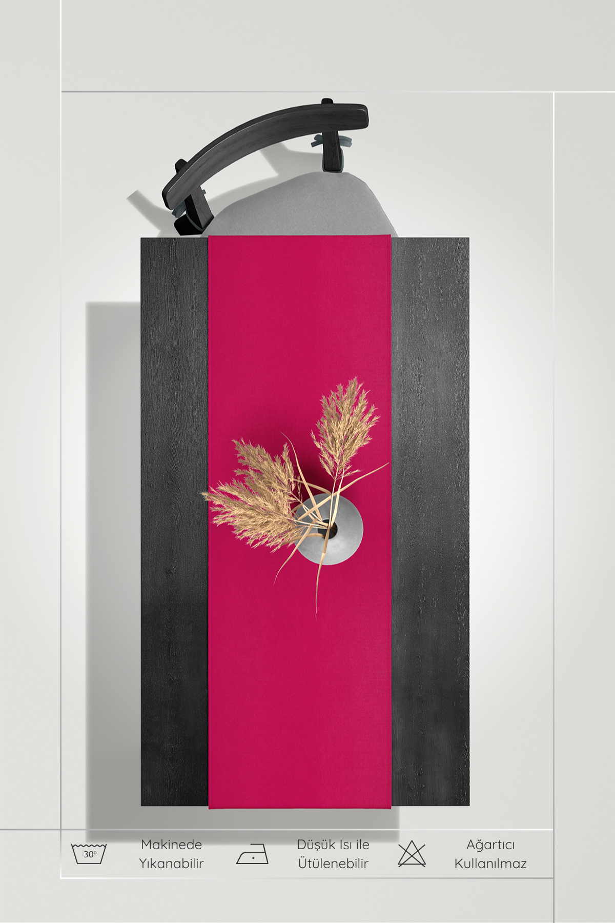 Kadife Dokulu Serisi Fuşya Runner