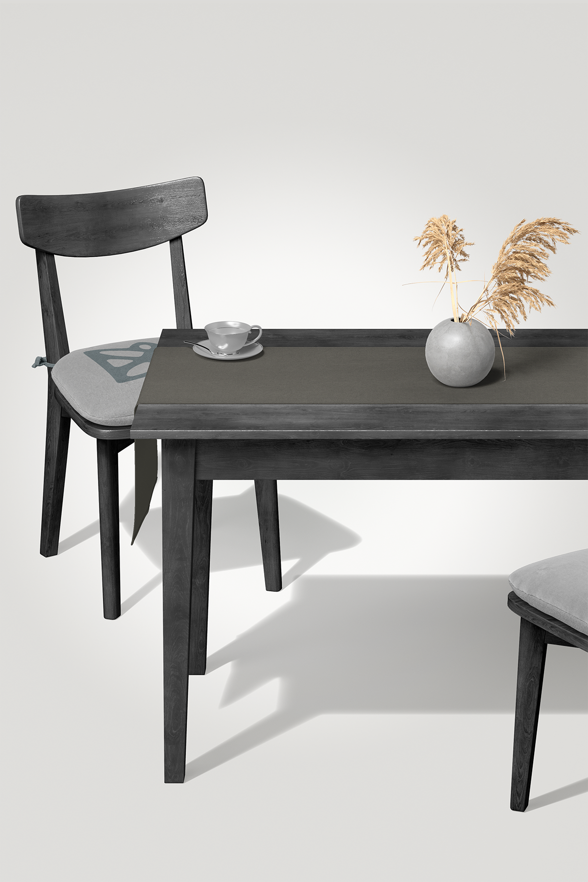 Kadife Dokulu Serisi Gri Runner