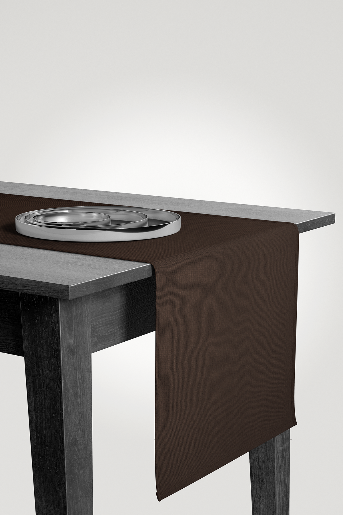 Kadife Dokulu Serisi Koyu Kahve Runner