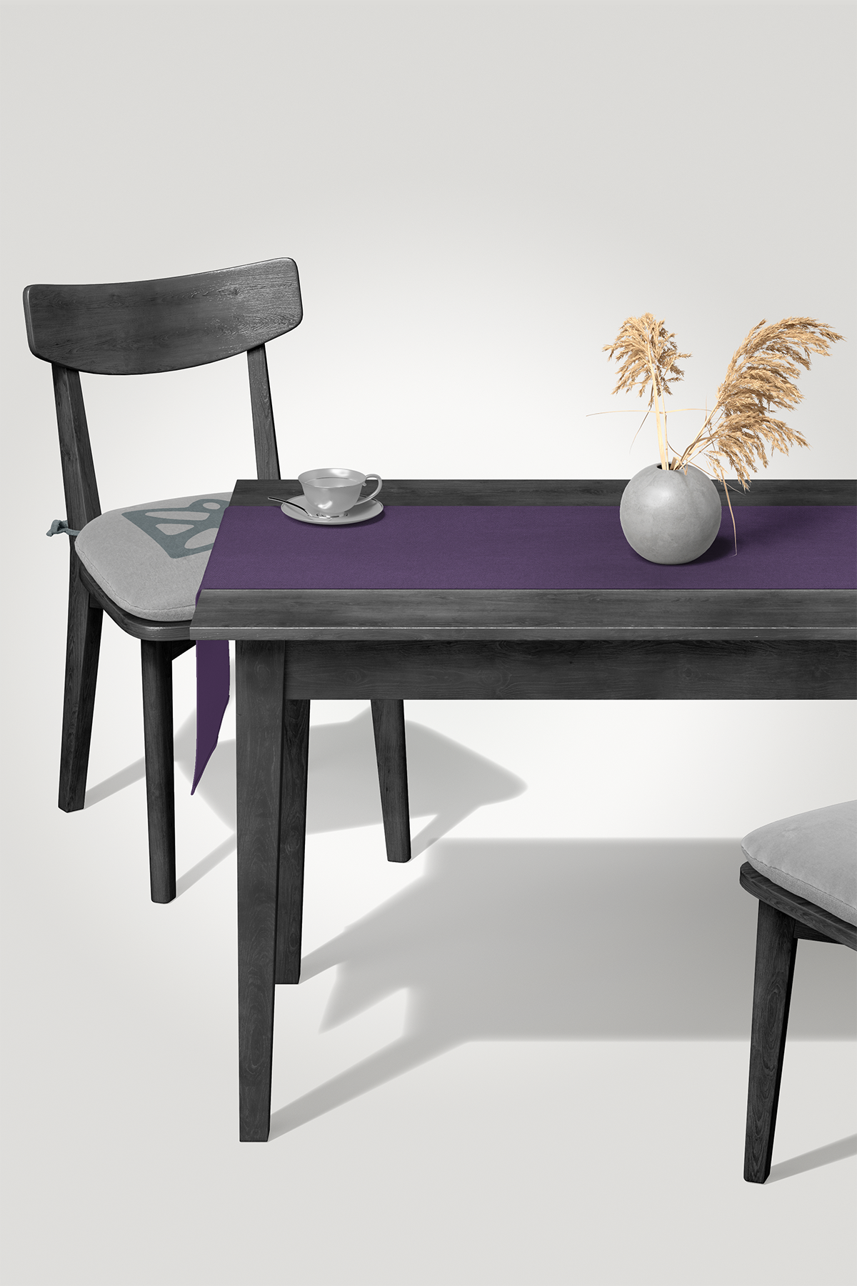 Kadife Dokulu Serisi Koyu Mor Runner