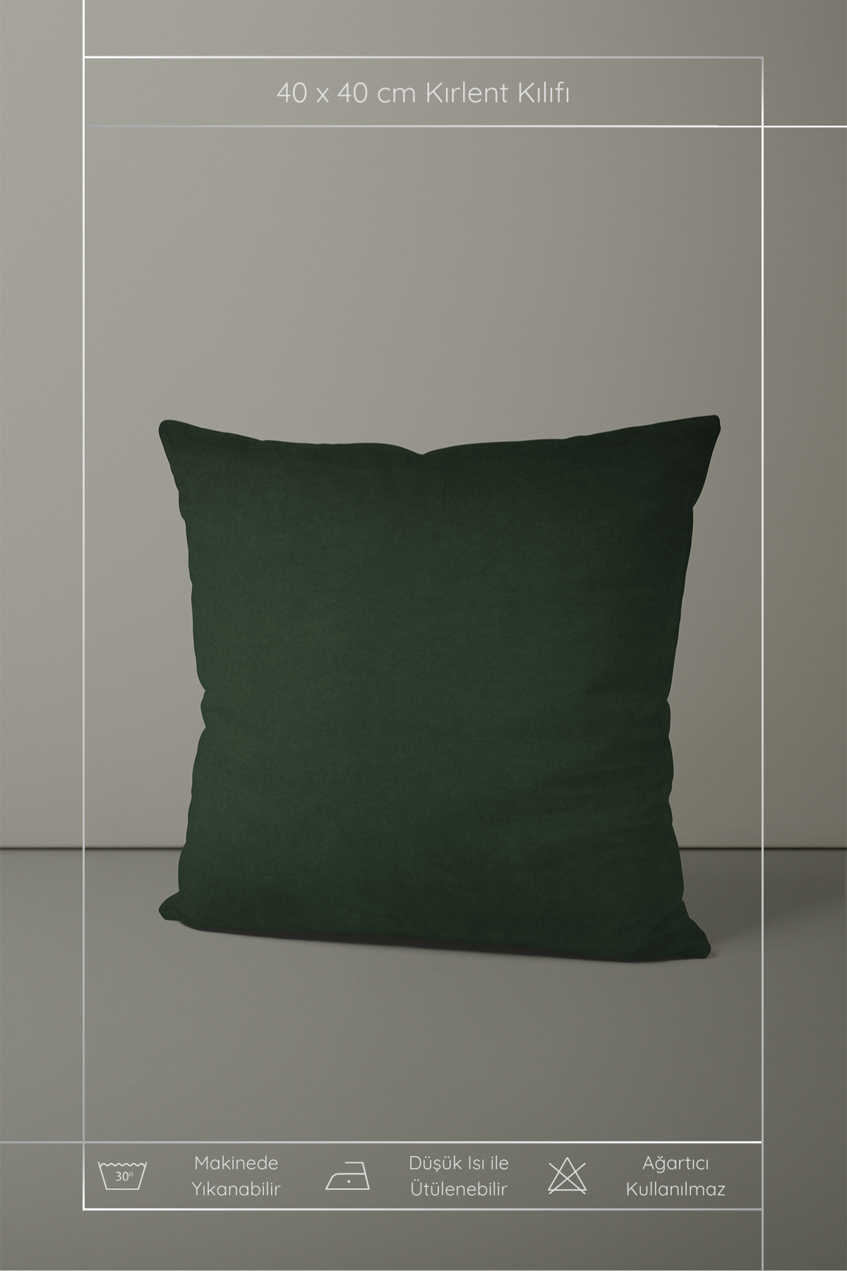 Kadife Dokulu Serisi Koyu Yeşil Kırlent Kılıfı