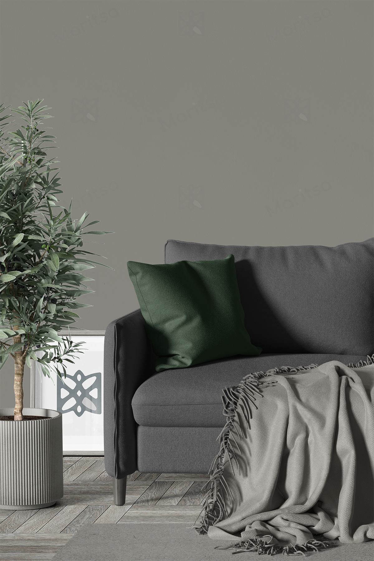 Kadife Dokulu Serisi Koyu Yeşil Kırlent Kılıfı