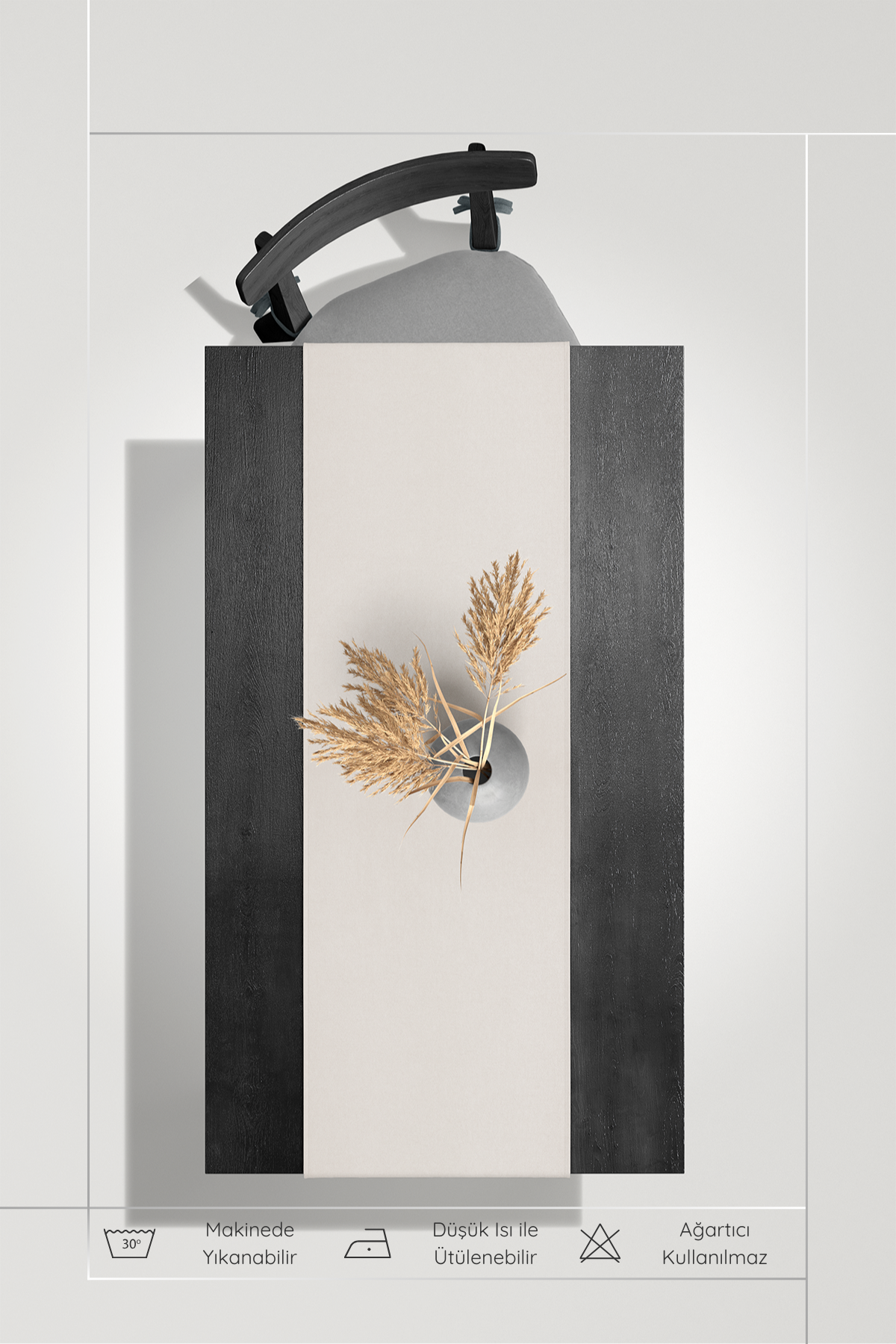 Kadife Dokulu Serisi Krem Runner