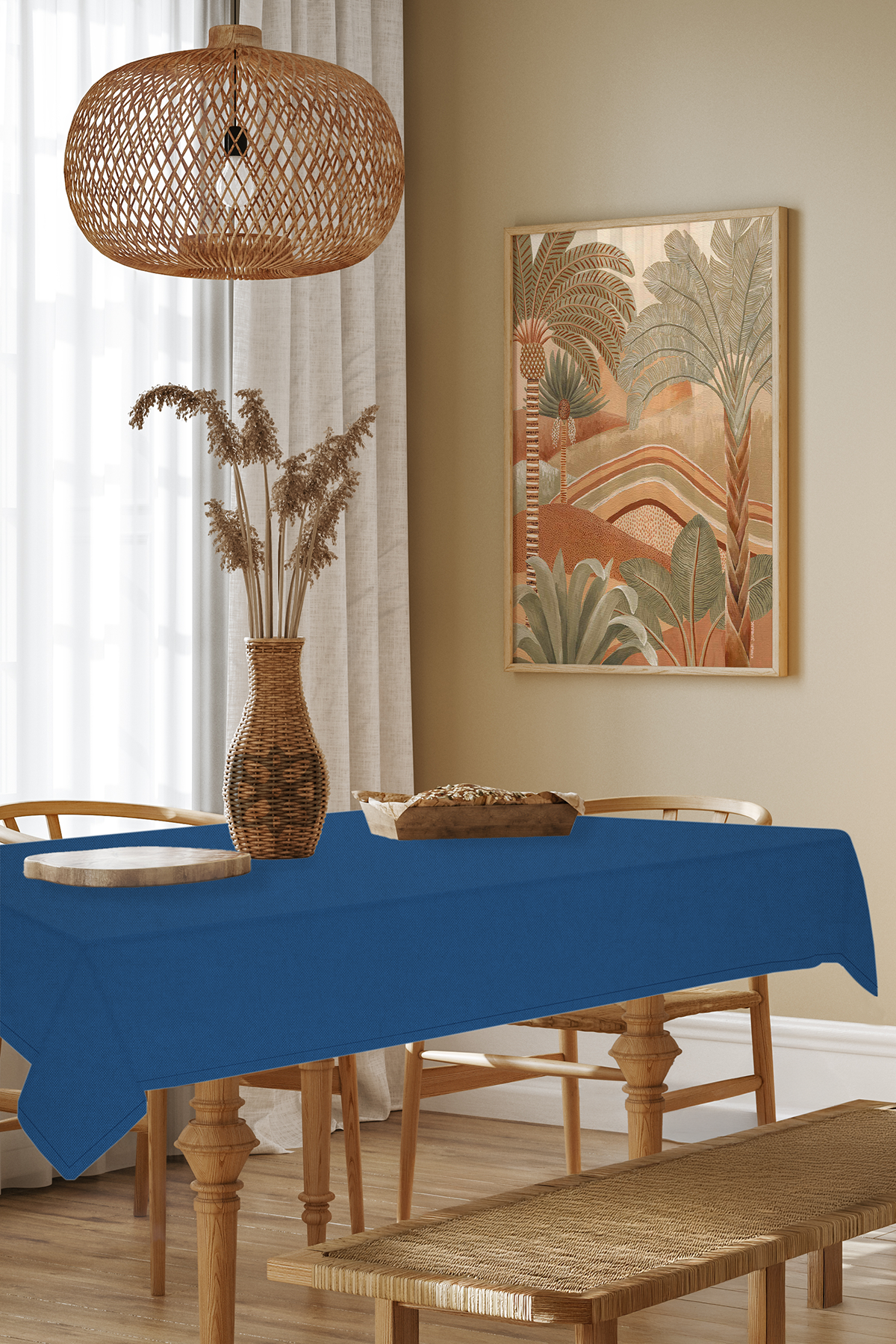 Kadife Dokulu Serisi Parlament Mavi Masa Örtüsü