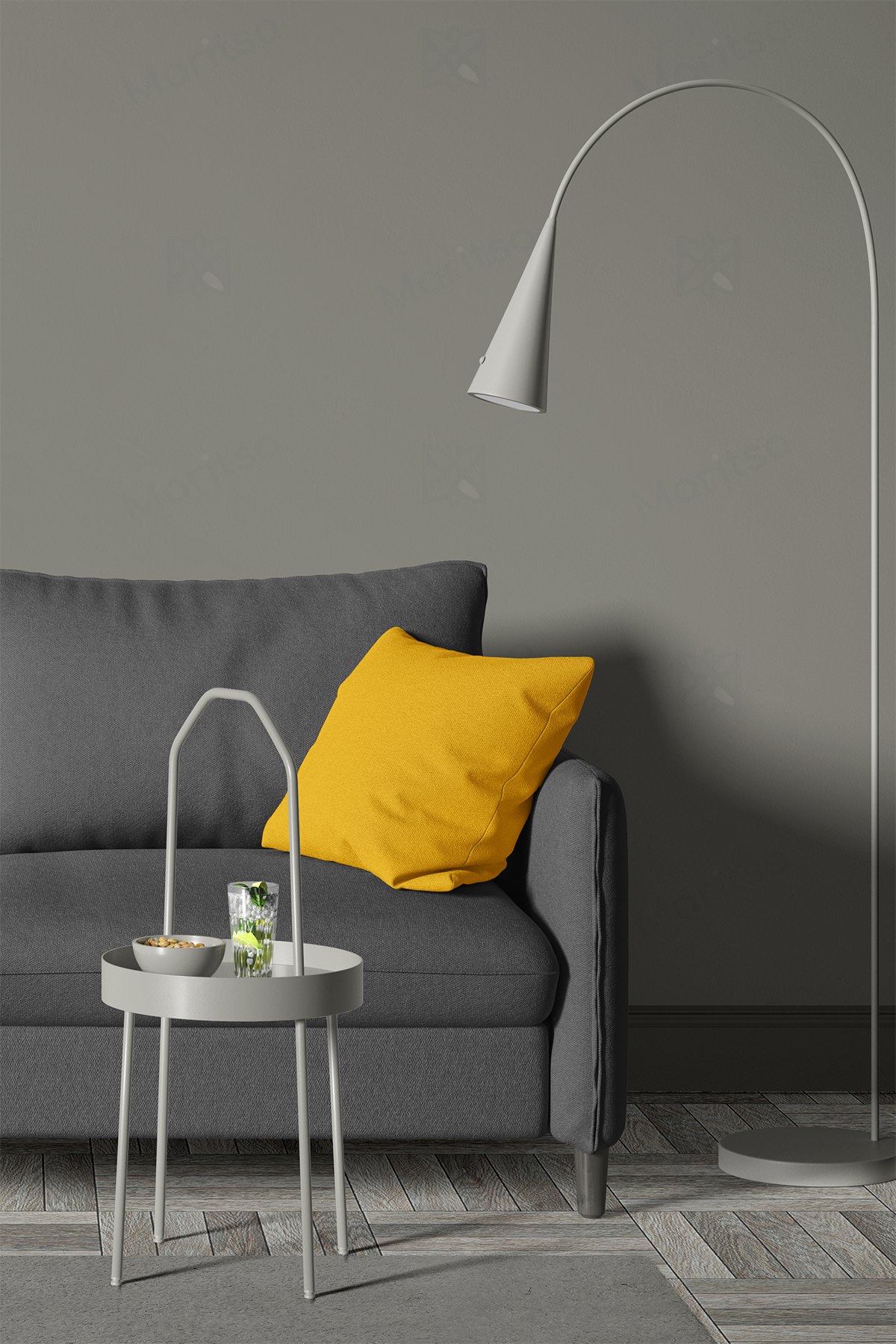 Kadife Dokulu Serisi Sarı Kırlent Kılıfı