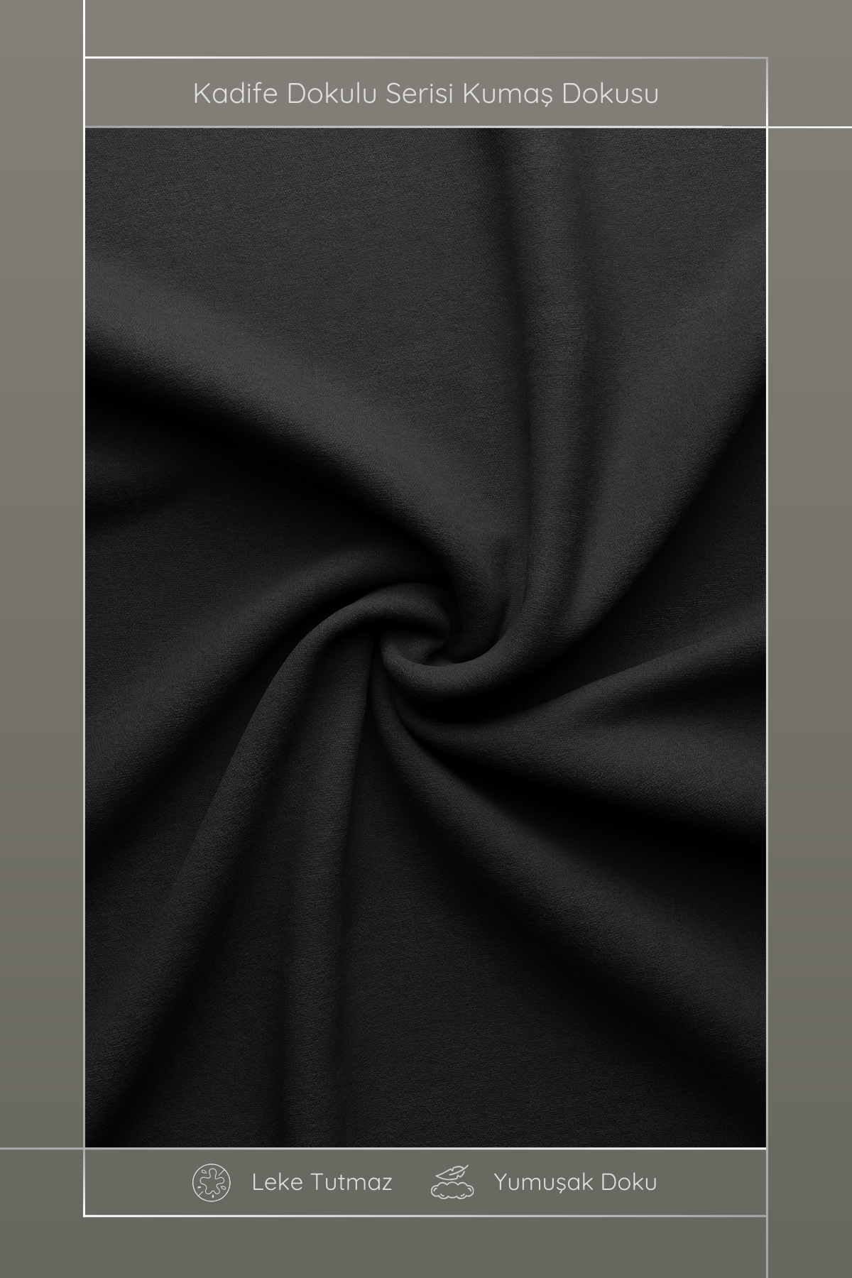 Kadife Dokulu Serisi Siyah Kırlent Kılıfı