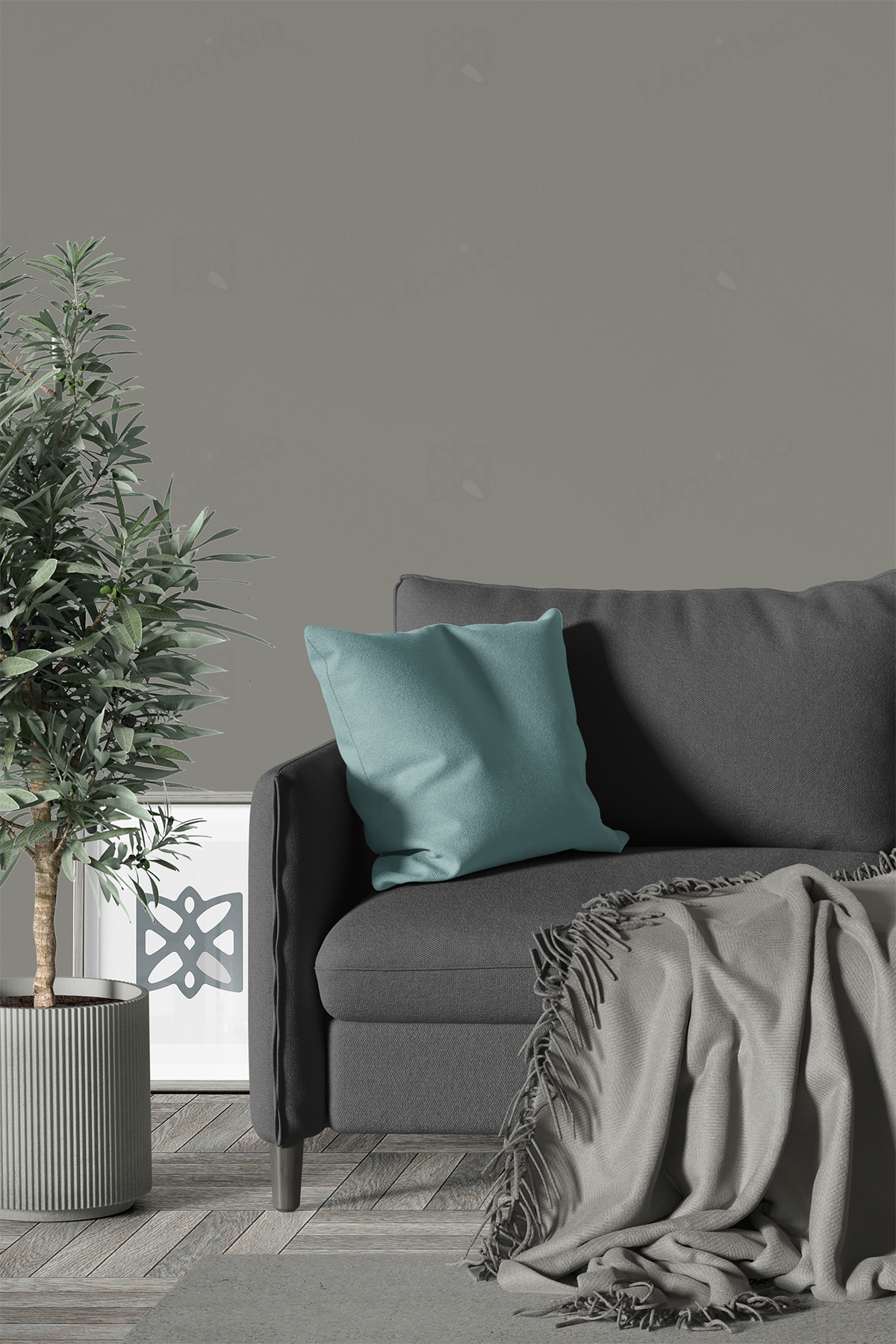 Kadife Dokulu Serisi Su Yeşili Kırlent Kılıfı