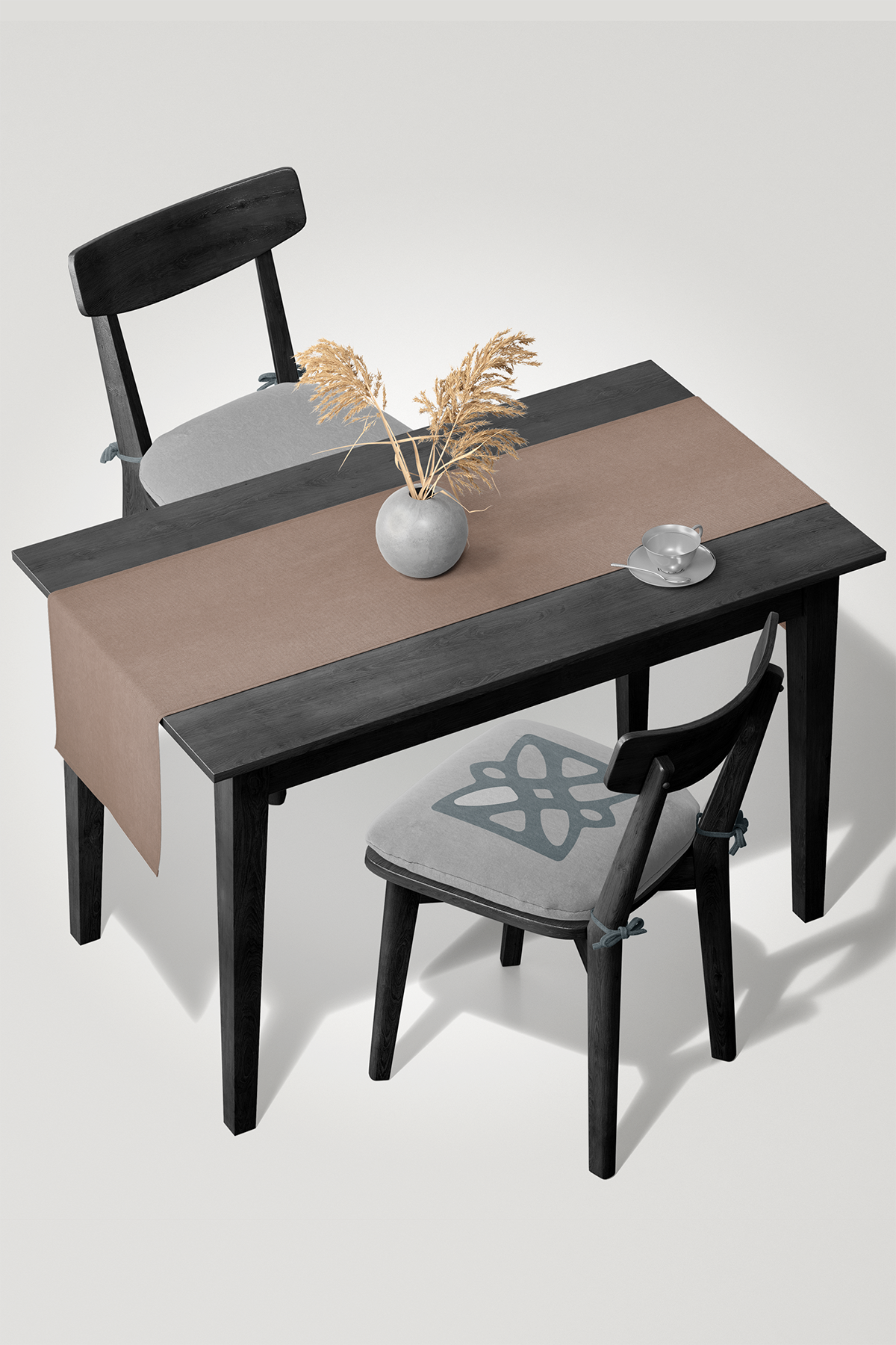 Kadife Dokulu Serisi Sütlü Kahve Runner