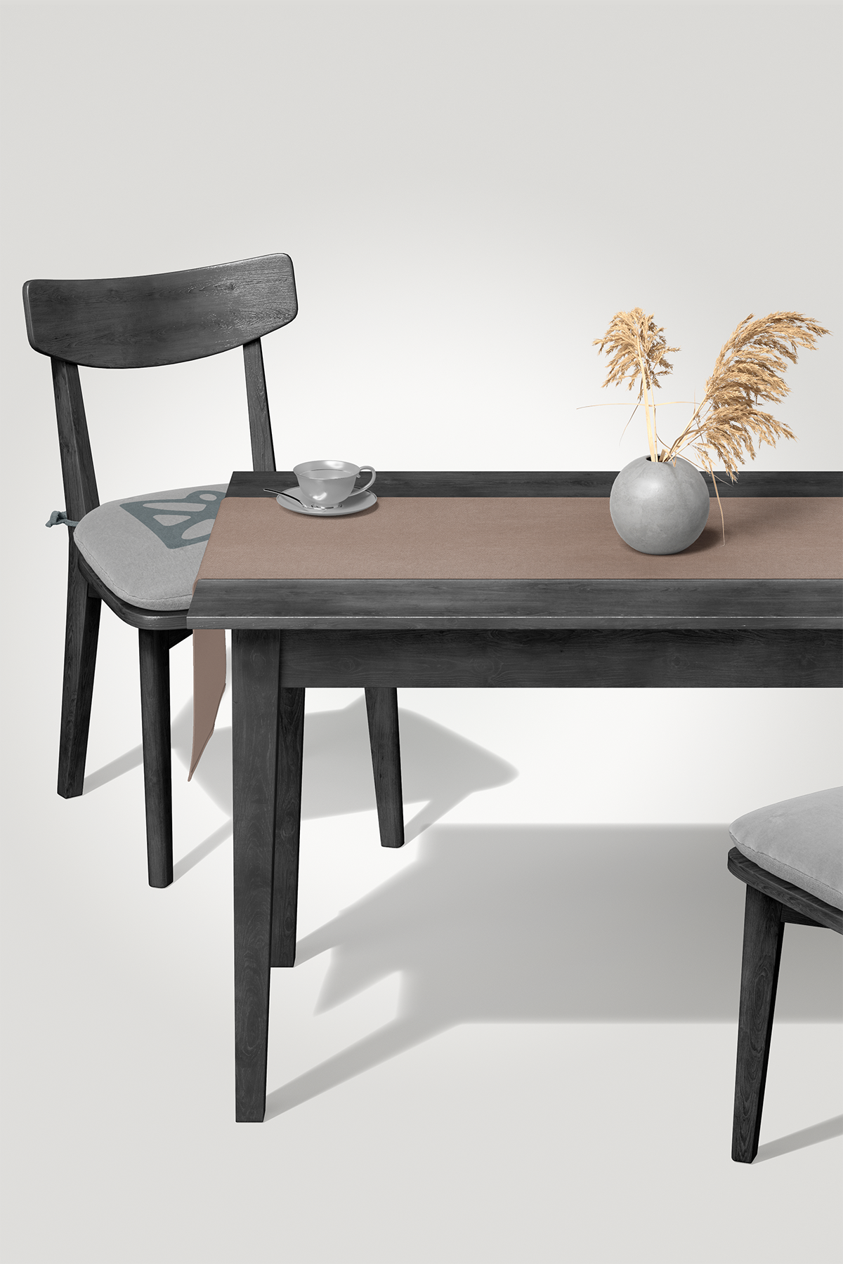 Kadife Dokulu Serisi Sütlü Kahve Runner