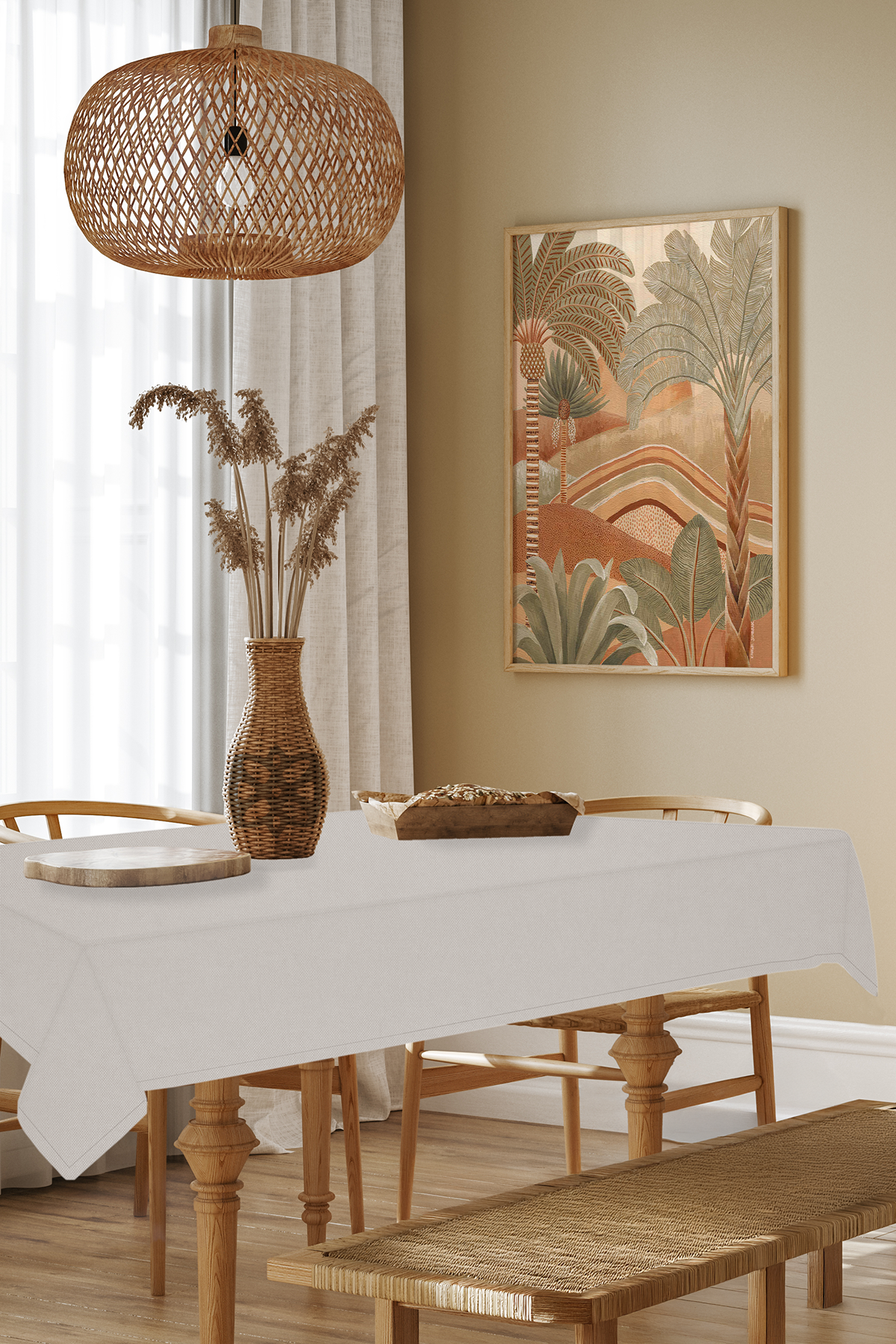 Kadife Dokulu Serisi Taş Masa Örtüsü