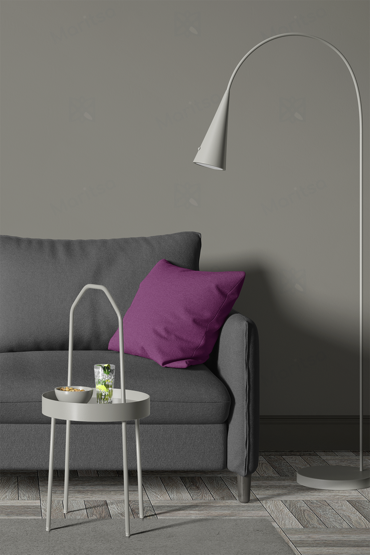 Kadife Dokulu Serisi Vişne Kırlent Kılıfı