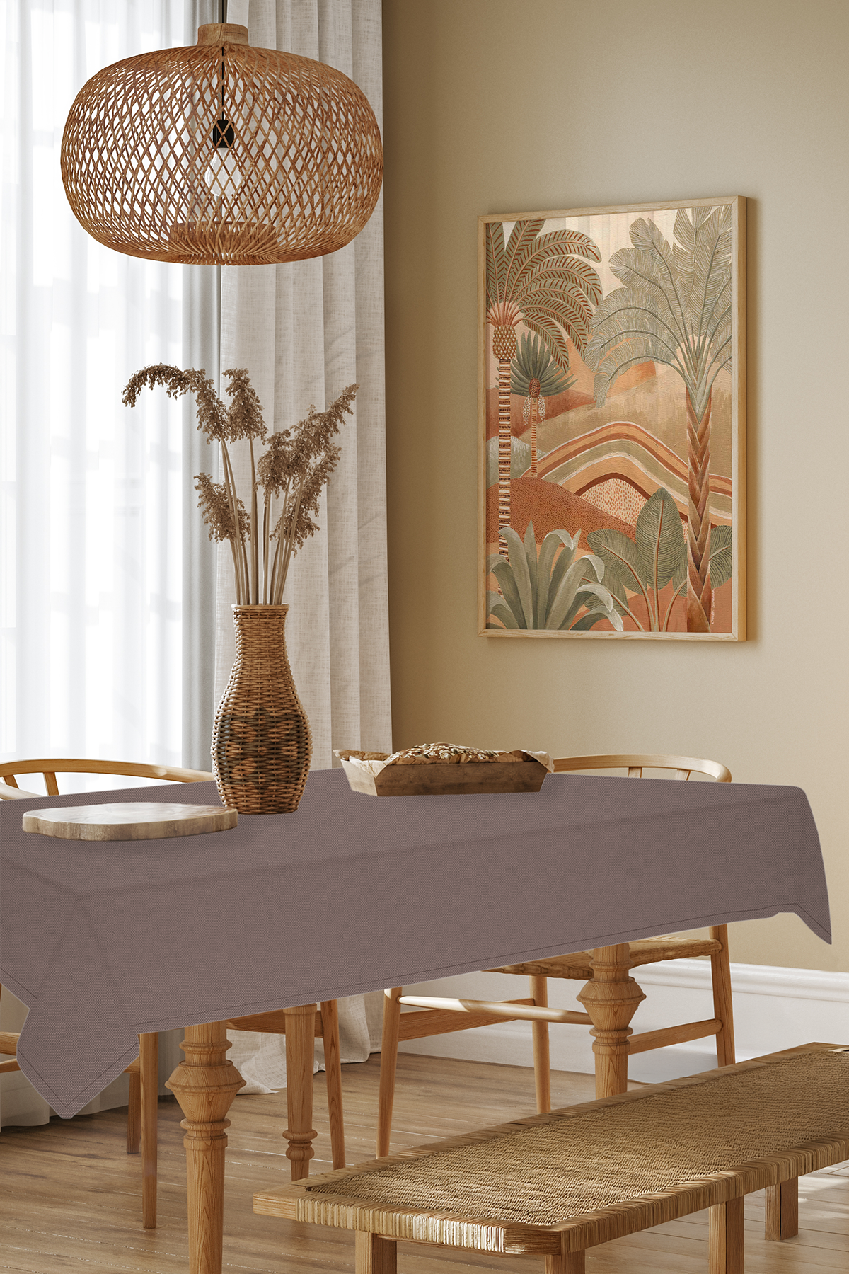 Kadife Dokulu Serisi Vizon Masa Örtüsü