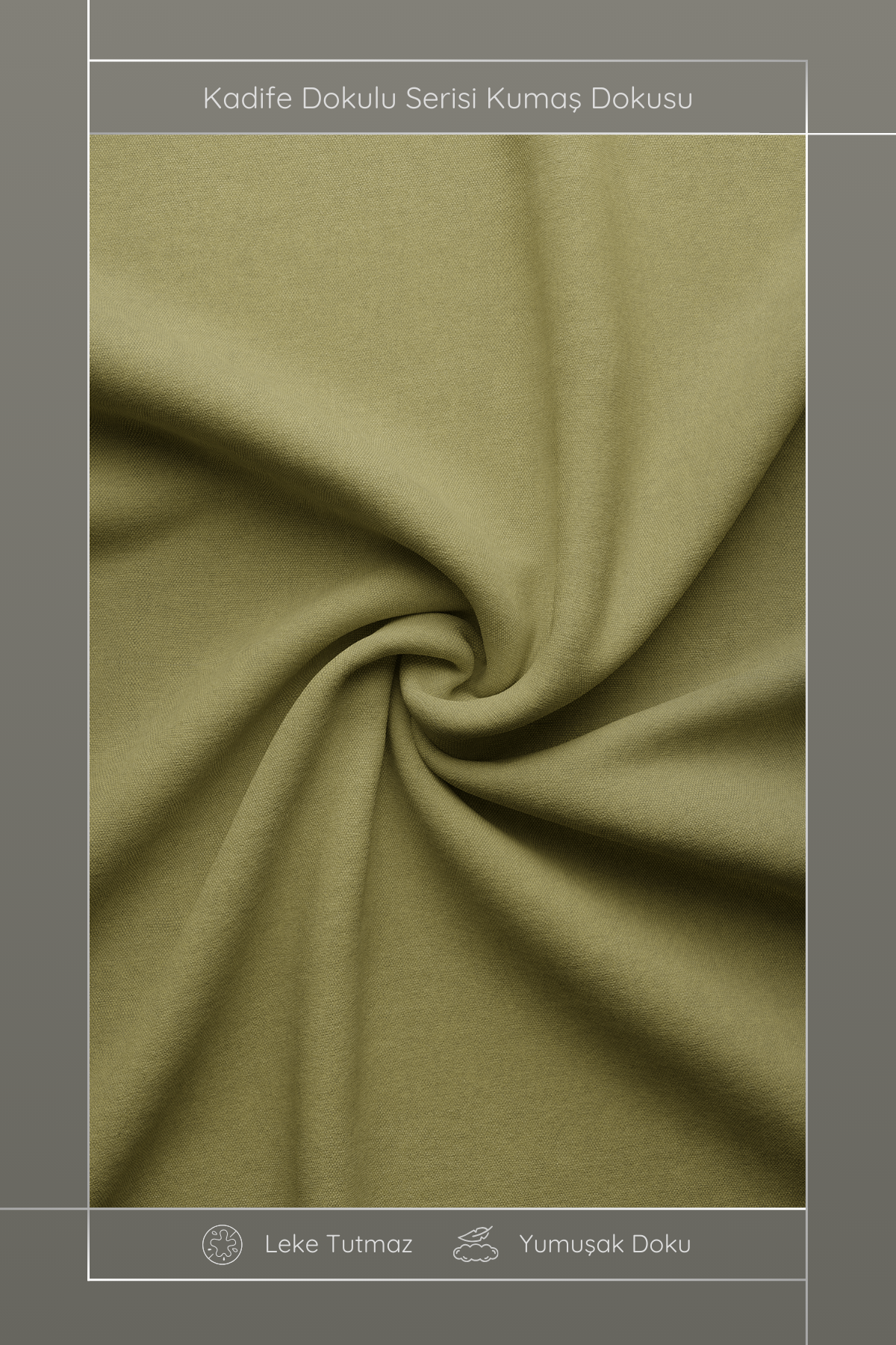 Kadife Dokulu Serisi Yağ Yeşili Kırlent Kılıfı