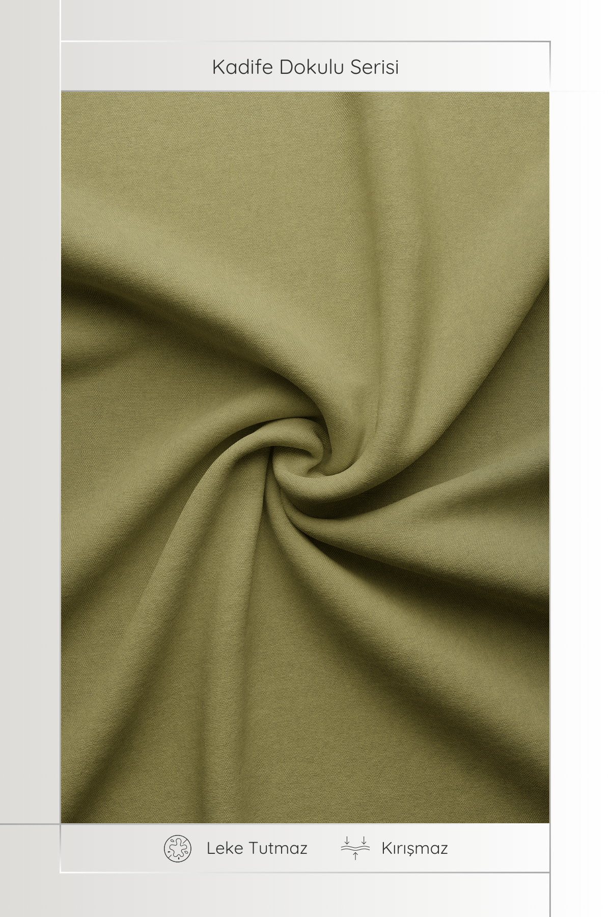 Kadife Dokulu Serisi Yağ Yeşili Masa Örtüsü