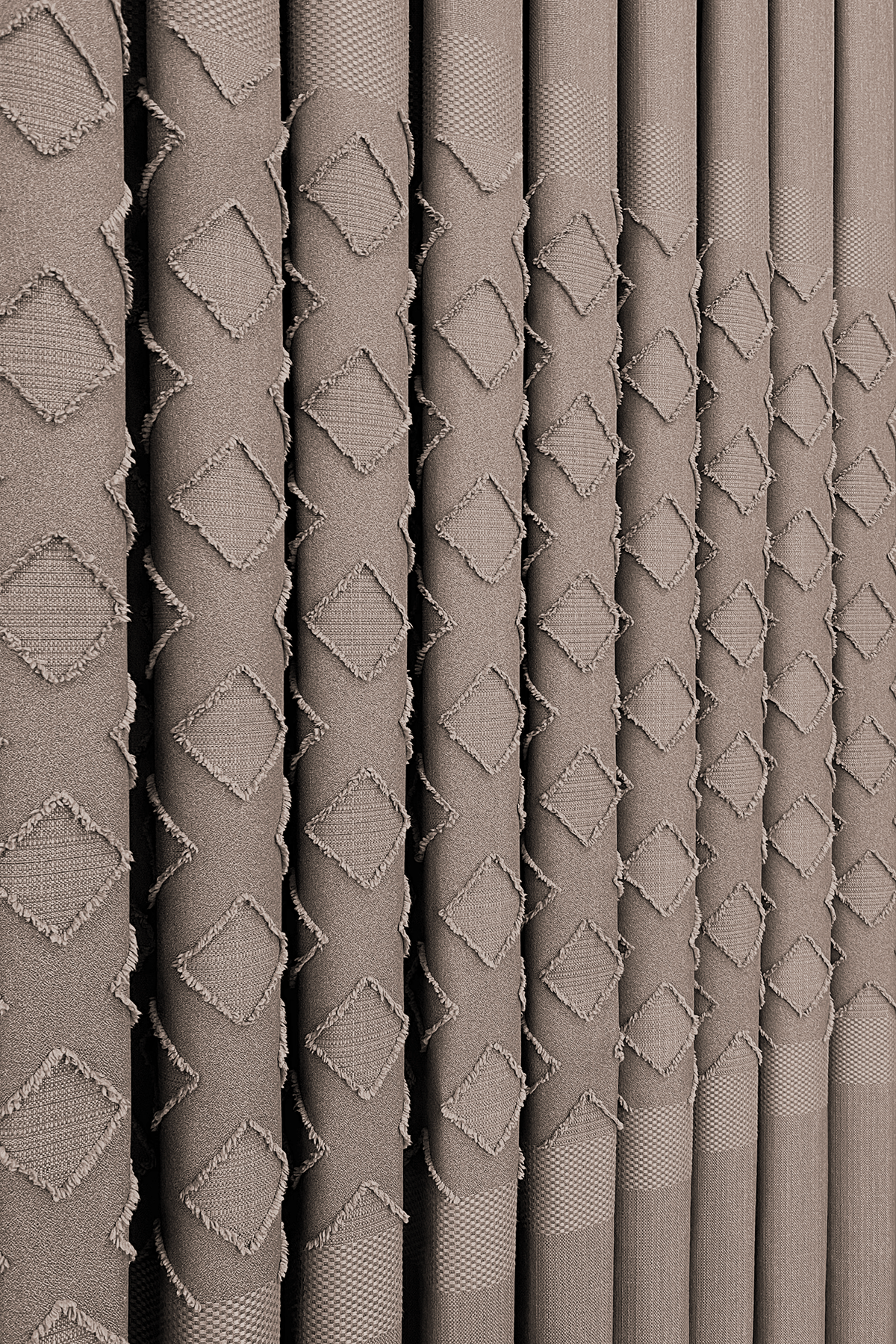 Keten Serisi Aztek Desen Sütlü Kahve Pano Fon Perde