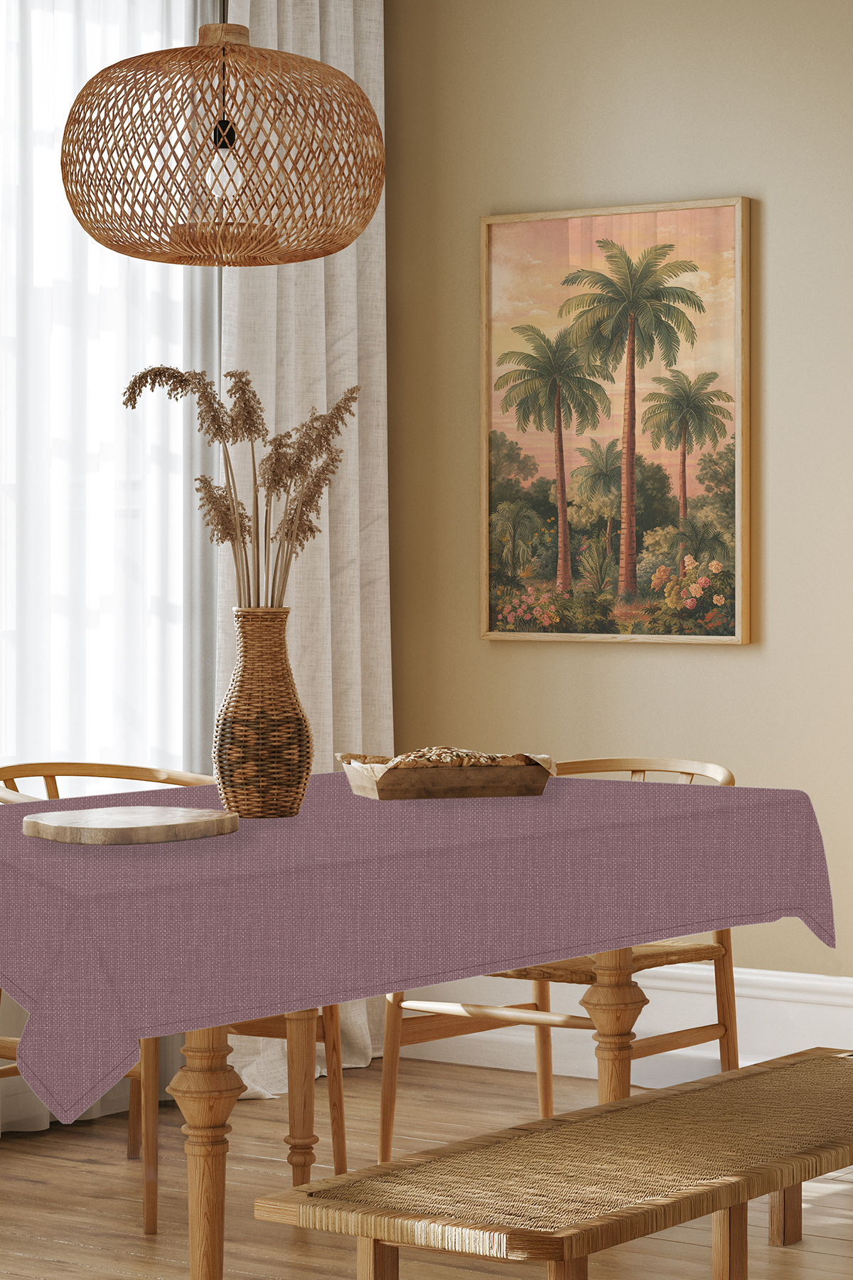 Keten Serisi Gül Kurusu Masa Örtüsü