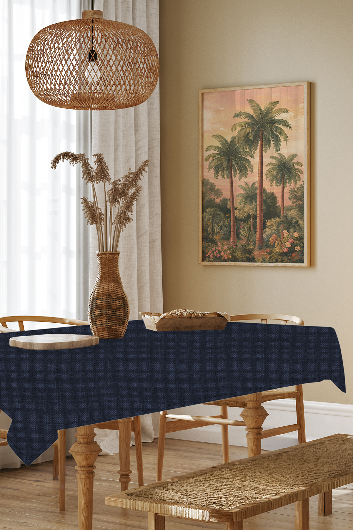 Keten Serisi Lacivert Masa Örtüsü