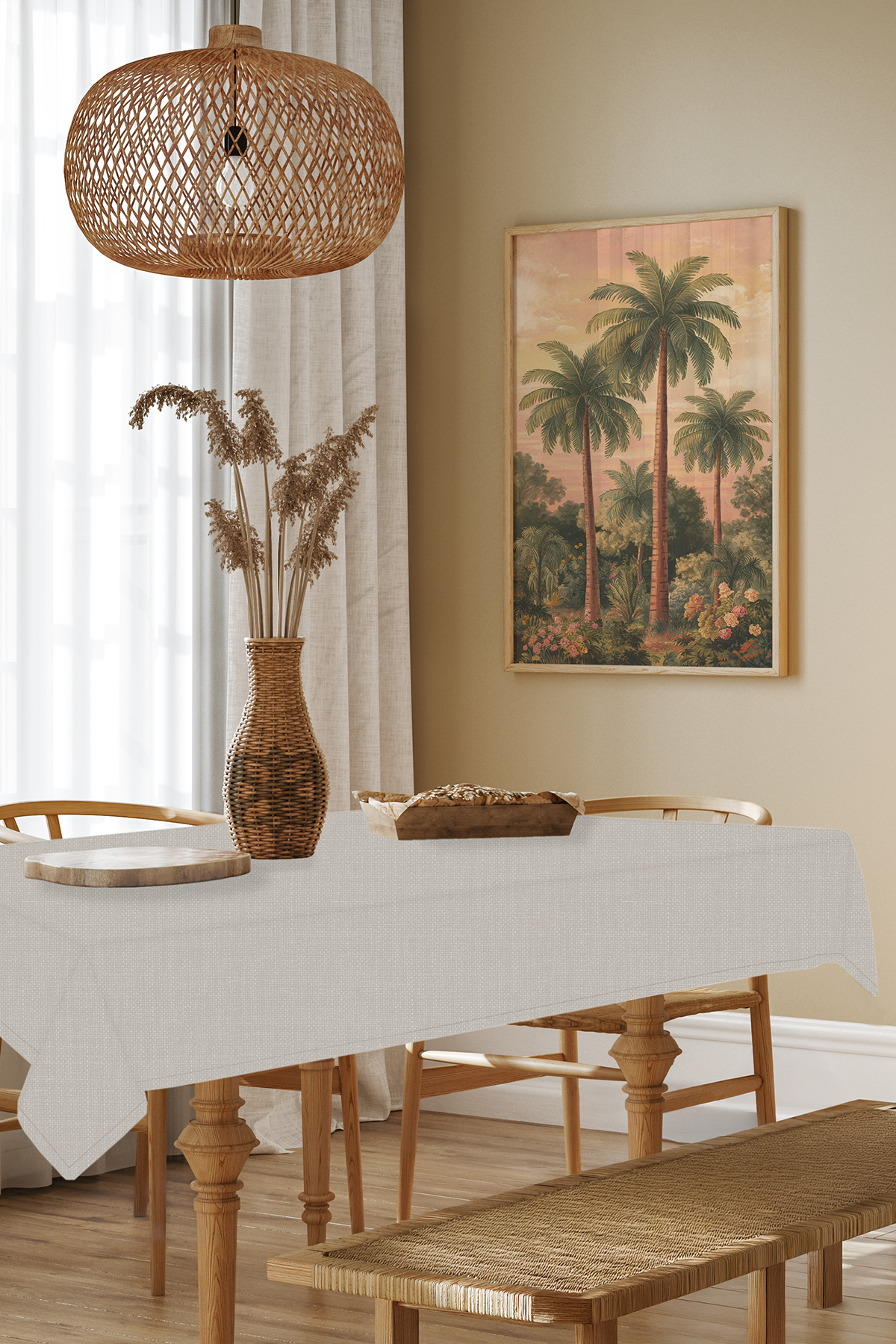 Keten Serisi Taş Masa Örtüsü