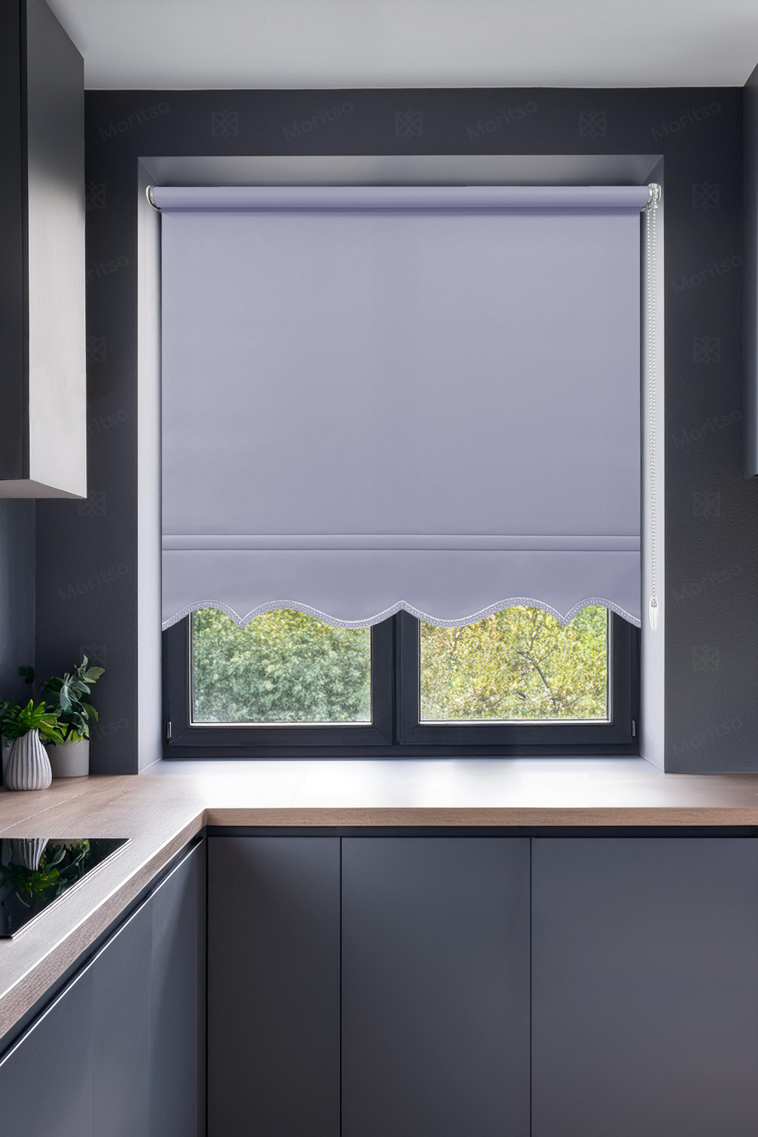 Mat Polyester Açık Mavi Stor Perde