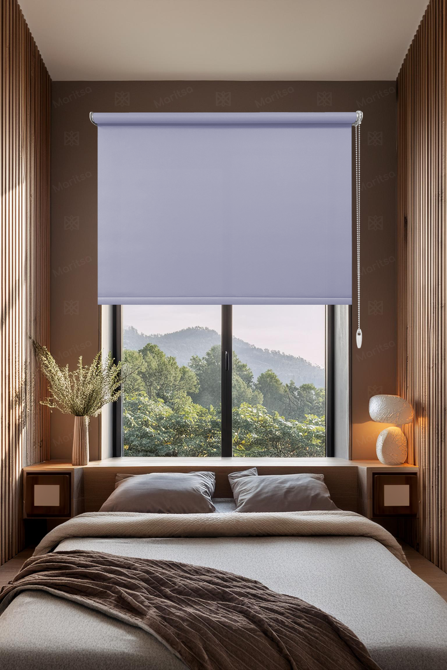 Mat Polyester Açık Mavi Stor Perde