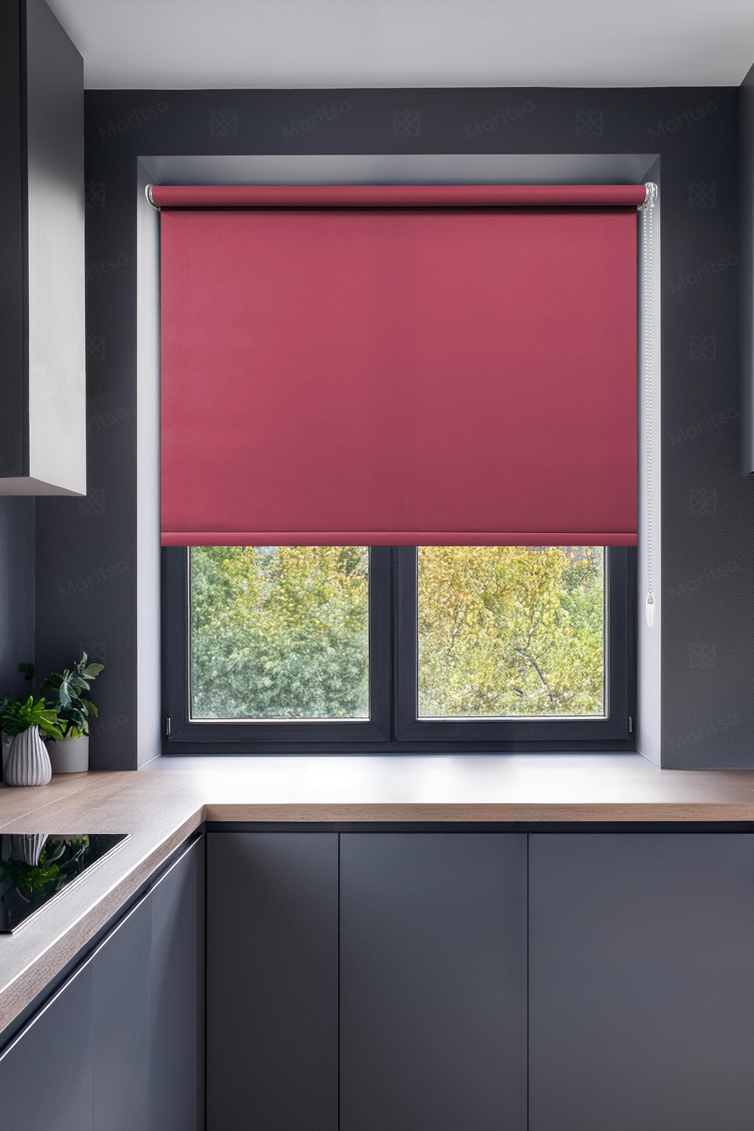 Mat Polyester Ahududu Stor Perde