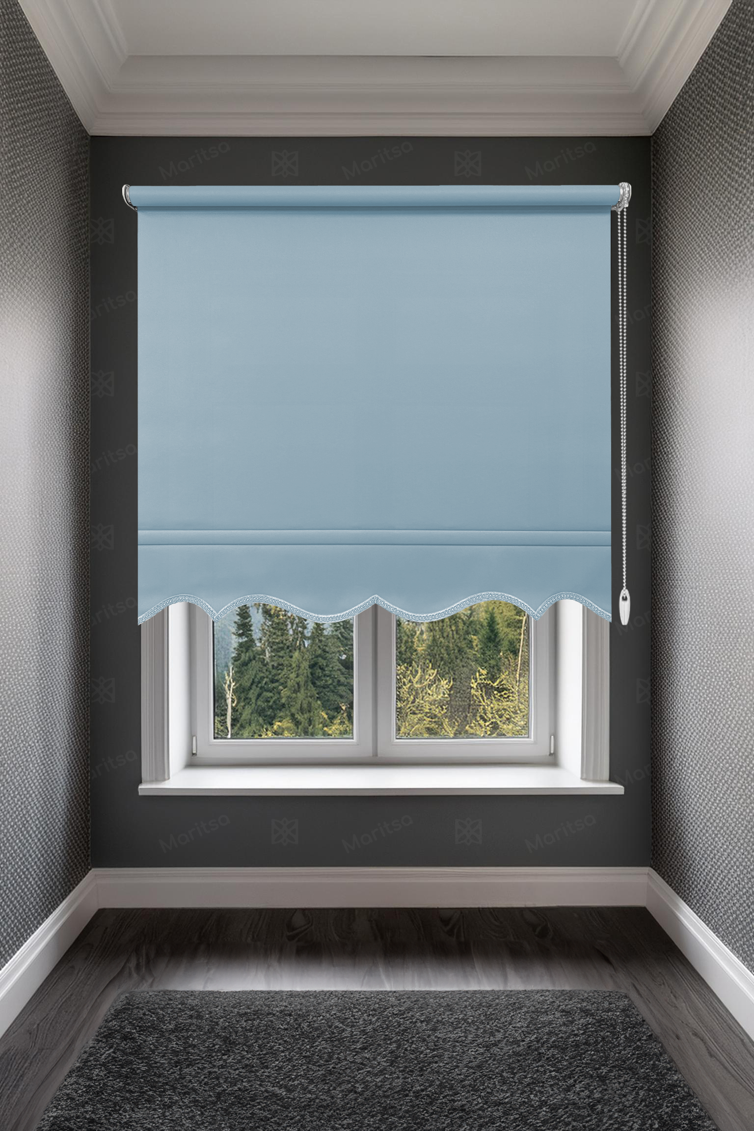 Mat Polyester Bebek Mavisi Stor Perde