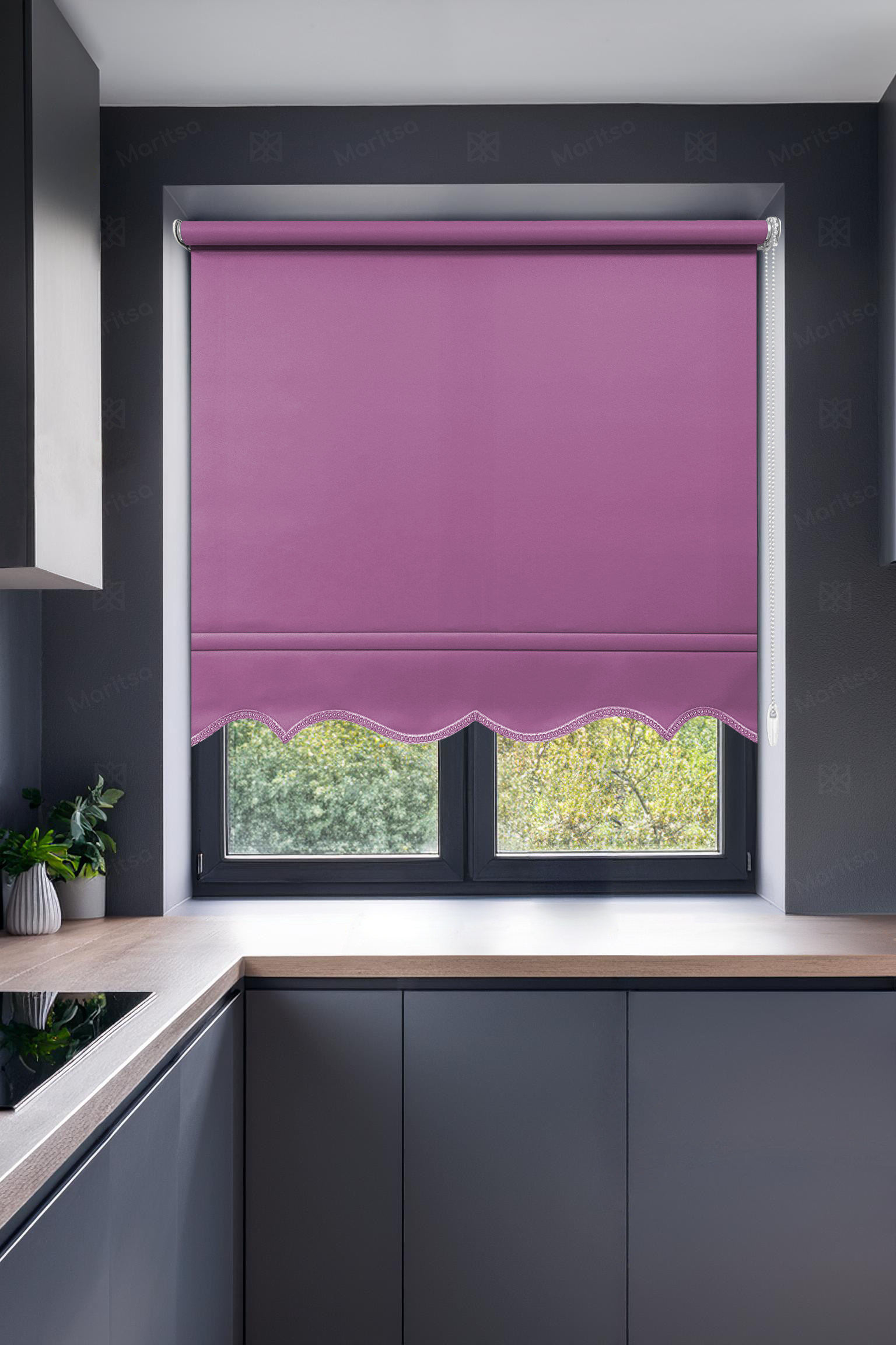 Mat Polyester Erguvan Stor Perde