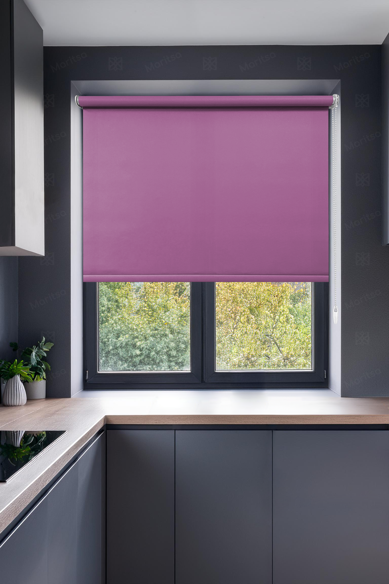 Mat Polyester Erguvan Stor Perde