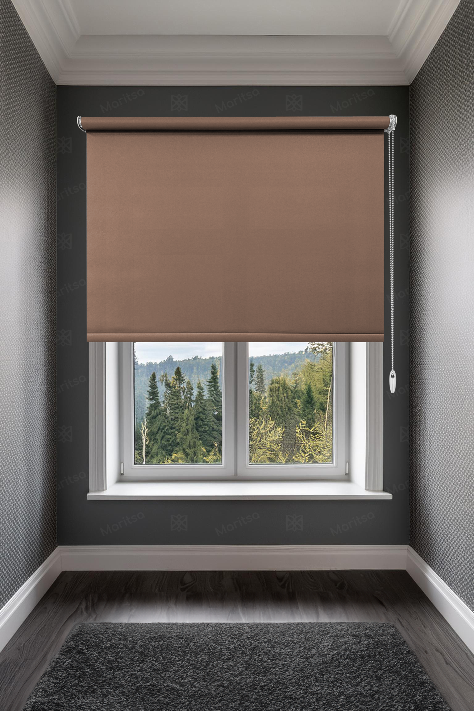 Mat Polyester Kahve Stor Perde