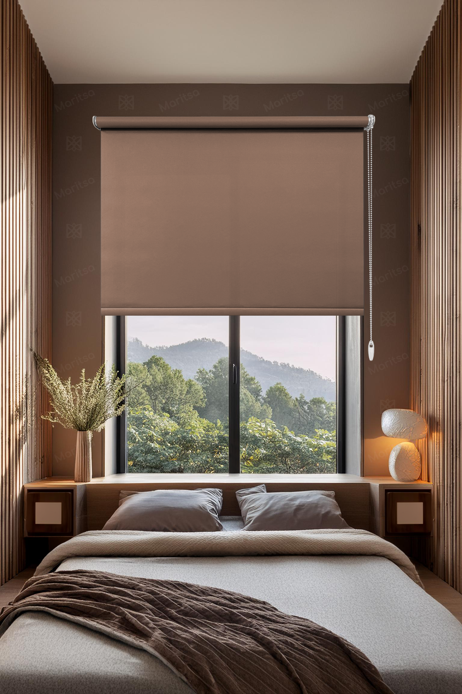 Mat Polyester Kahve Stor Perde