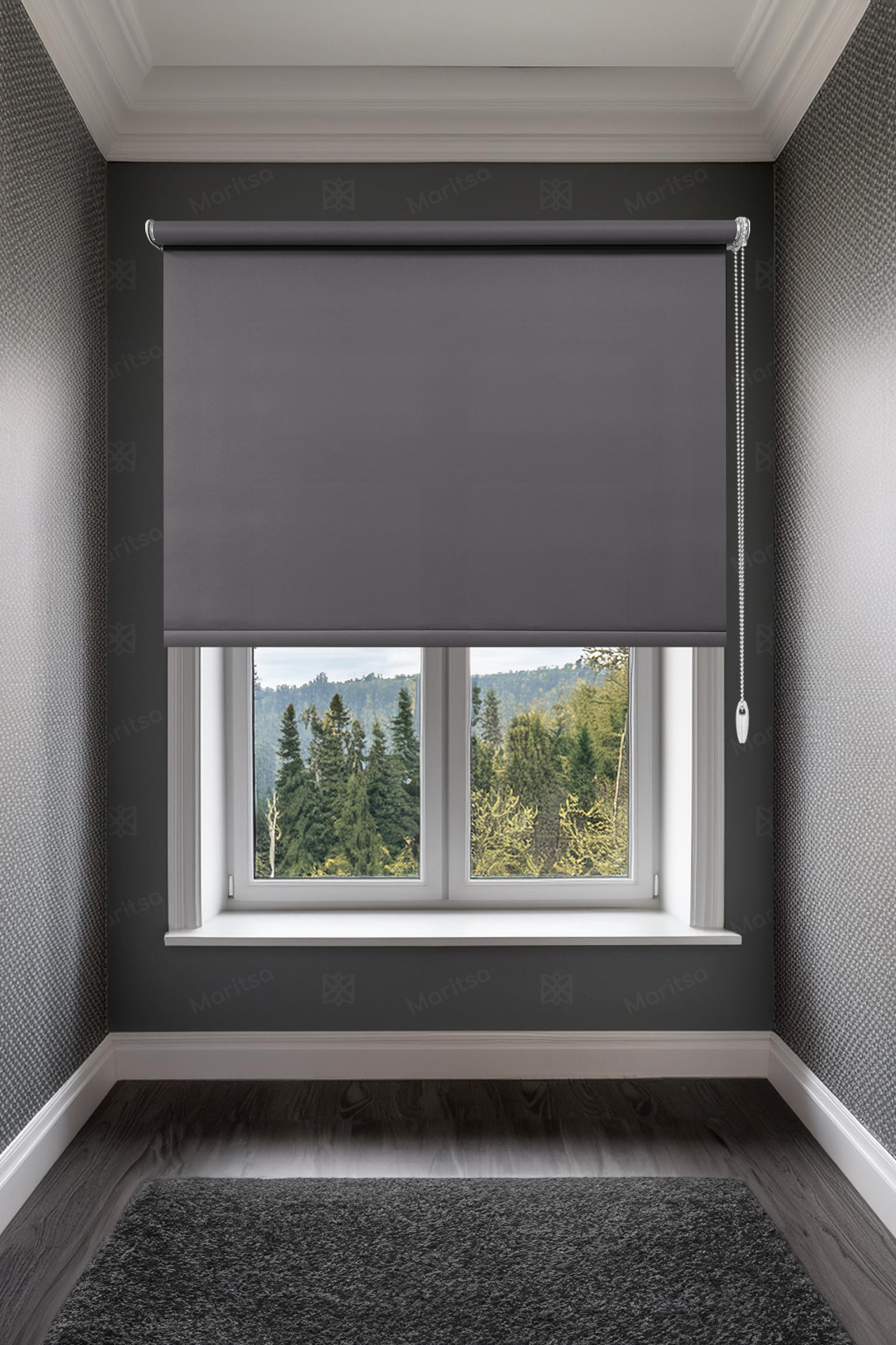 Mat Polyester Koyu Gri Stor Perde