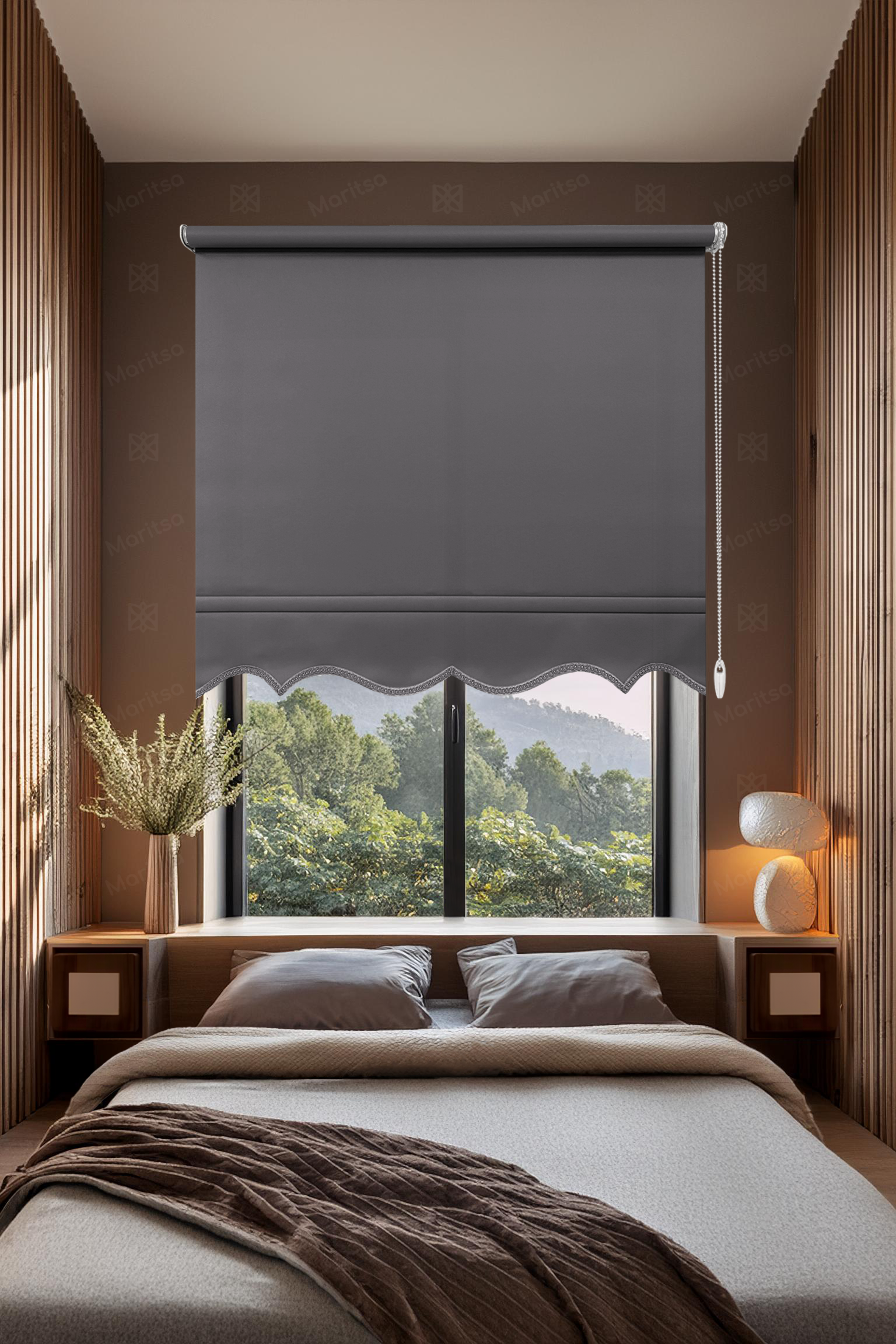 Mat Polyester Koyu Gri Stor Perde