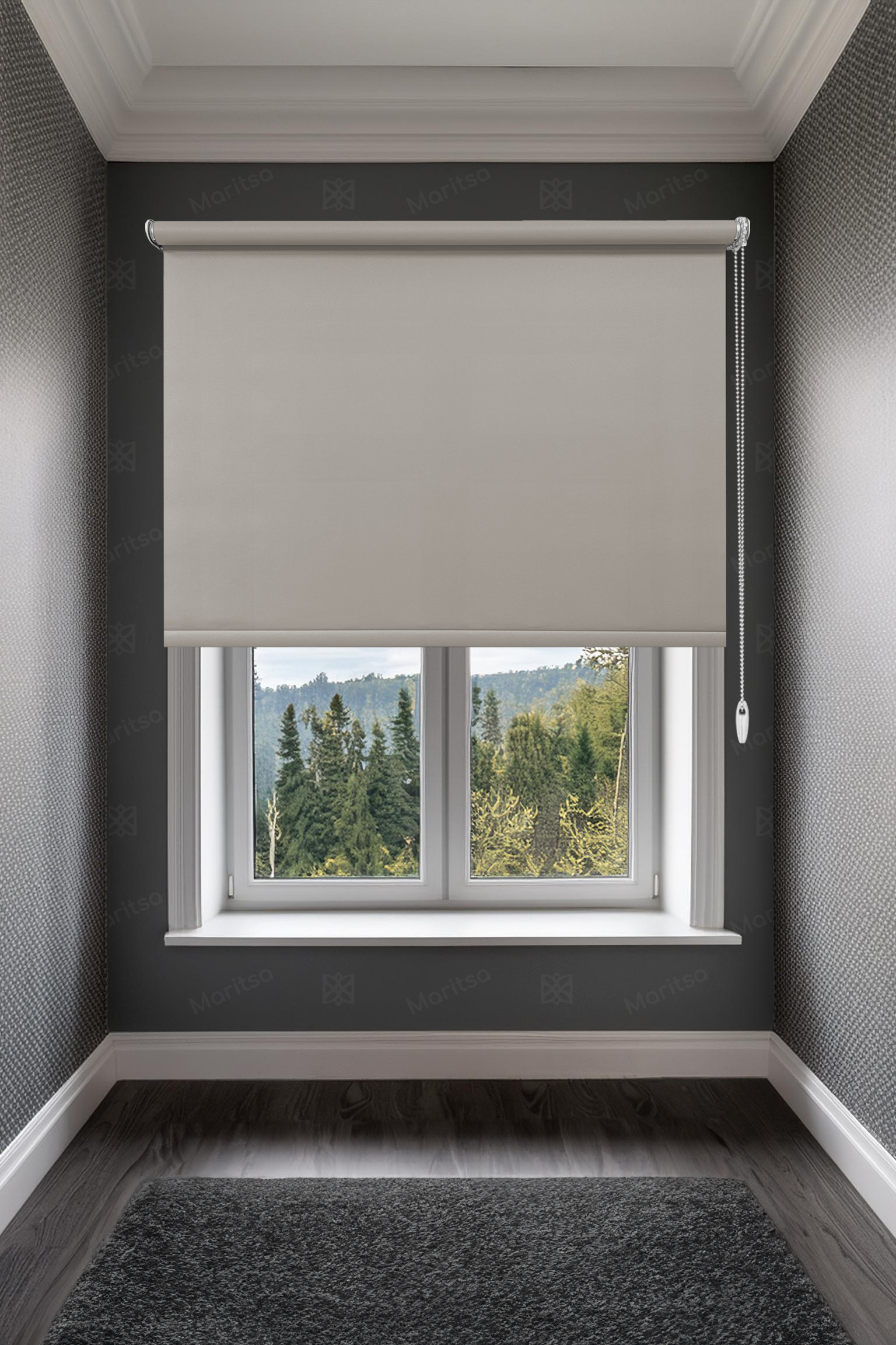 Mat Polyester Koyu Taş Stor Perde