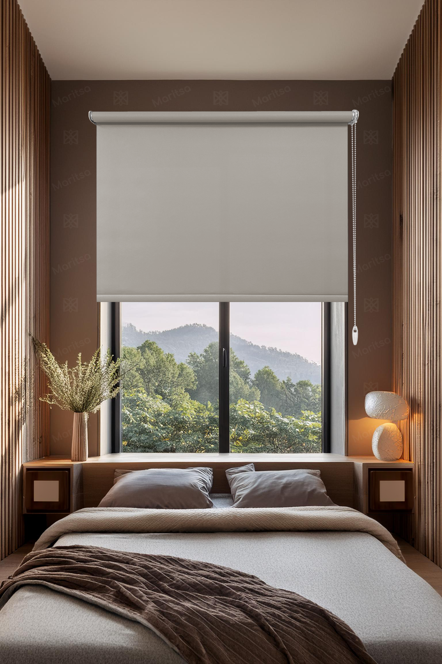 Mat Polyester Koyu Taş Stor Perde