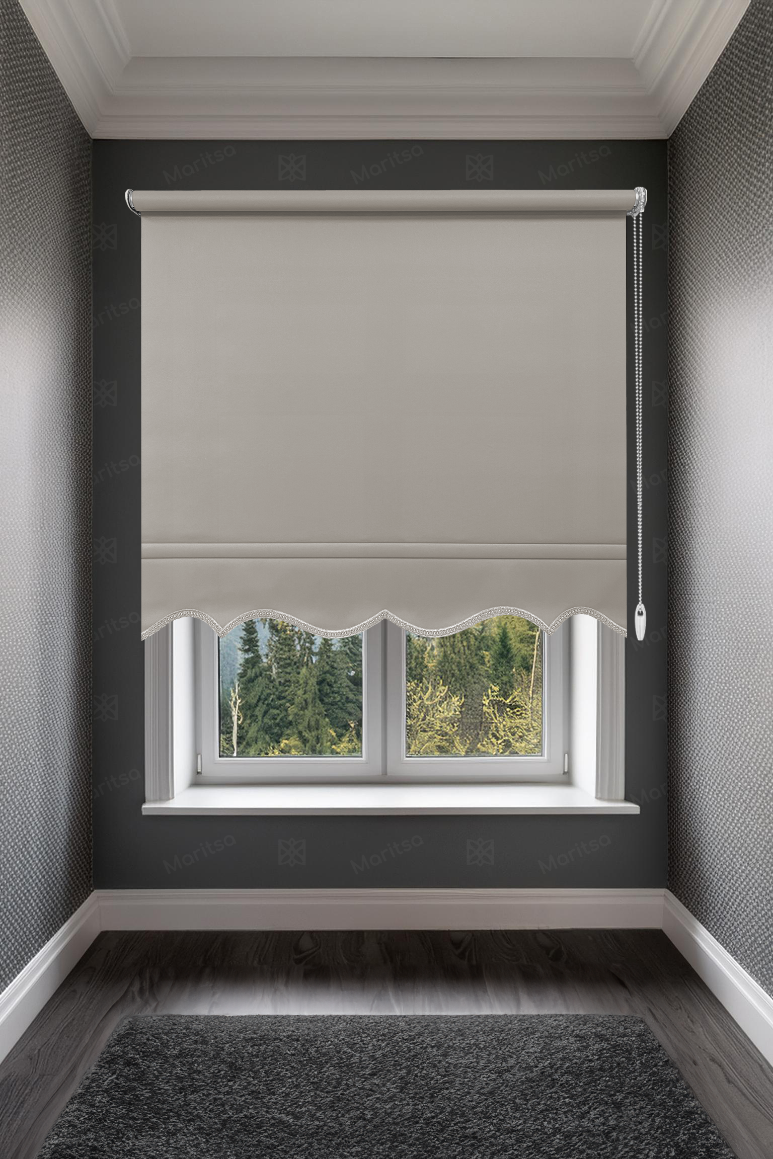 Mat Polyester Koyu Taş Stor Perde