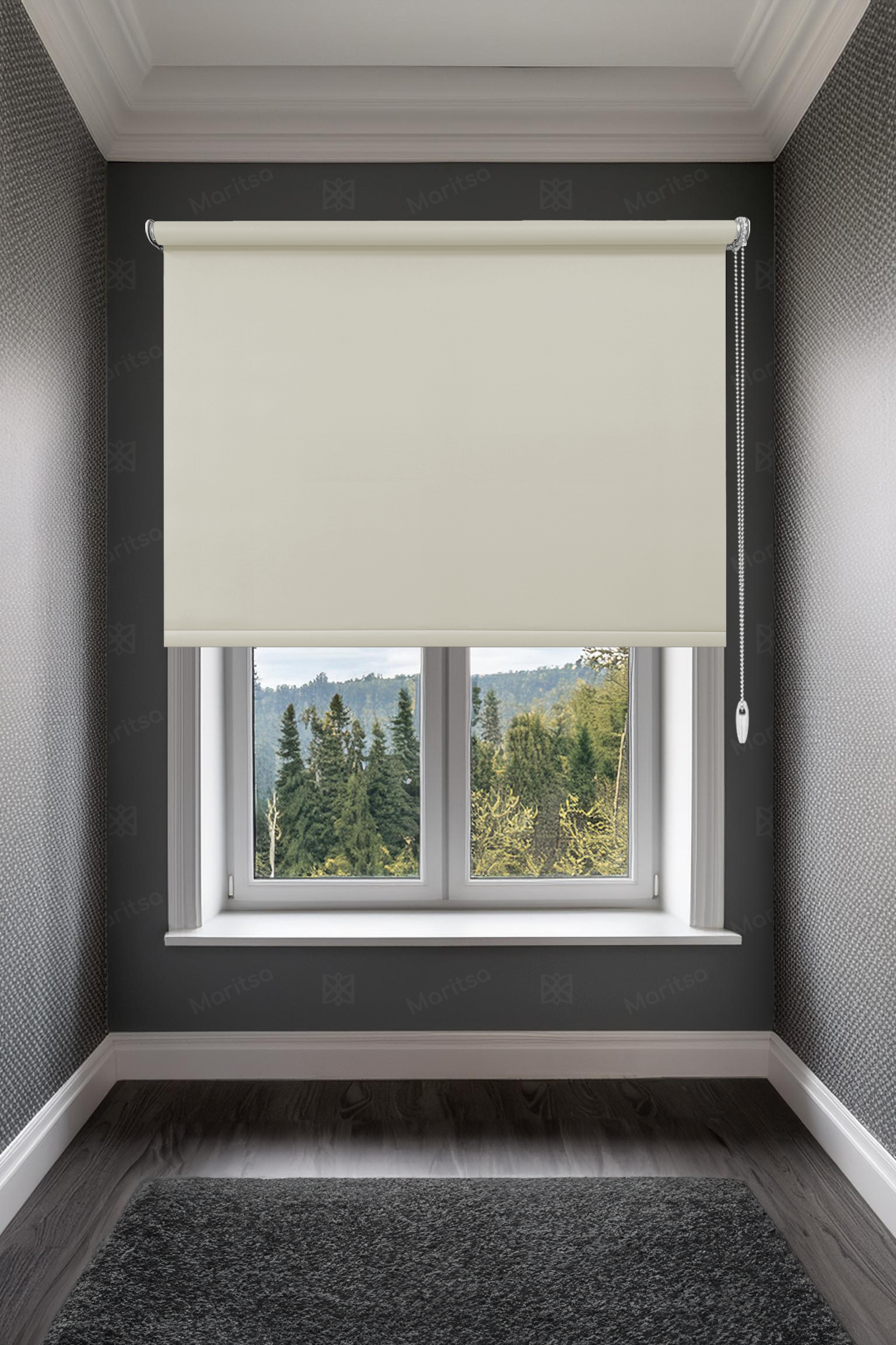 Mat Polyester Krem Stor Perde