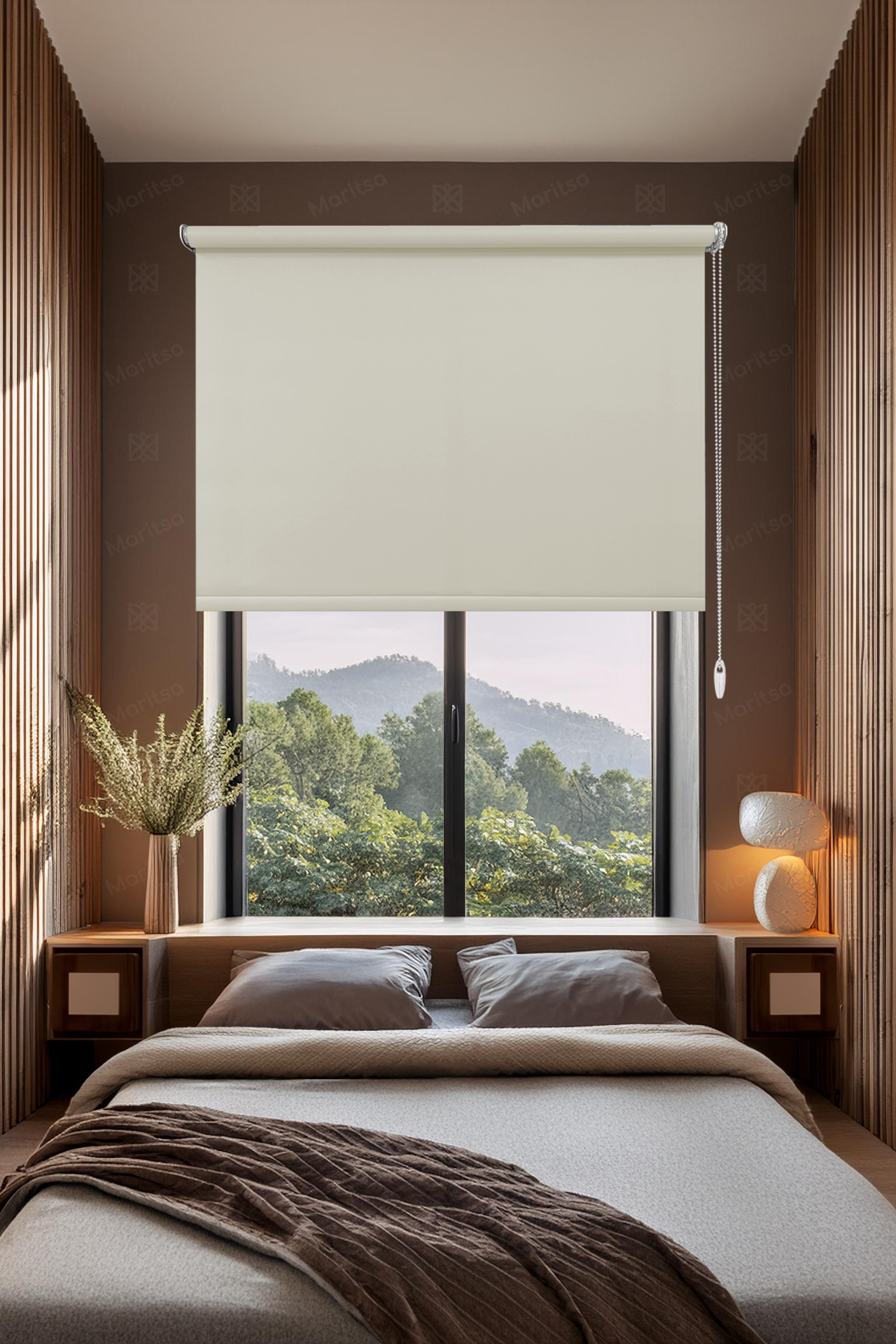 Mat Polyester Krem Stor Perde