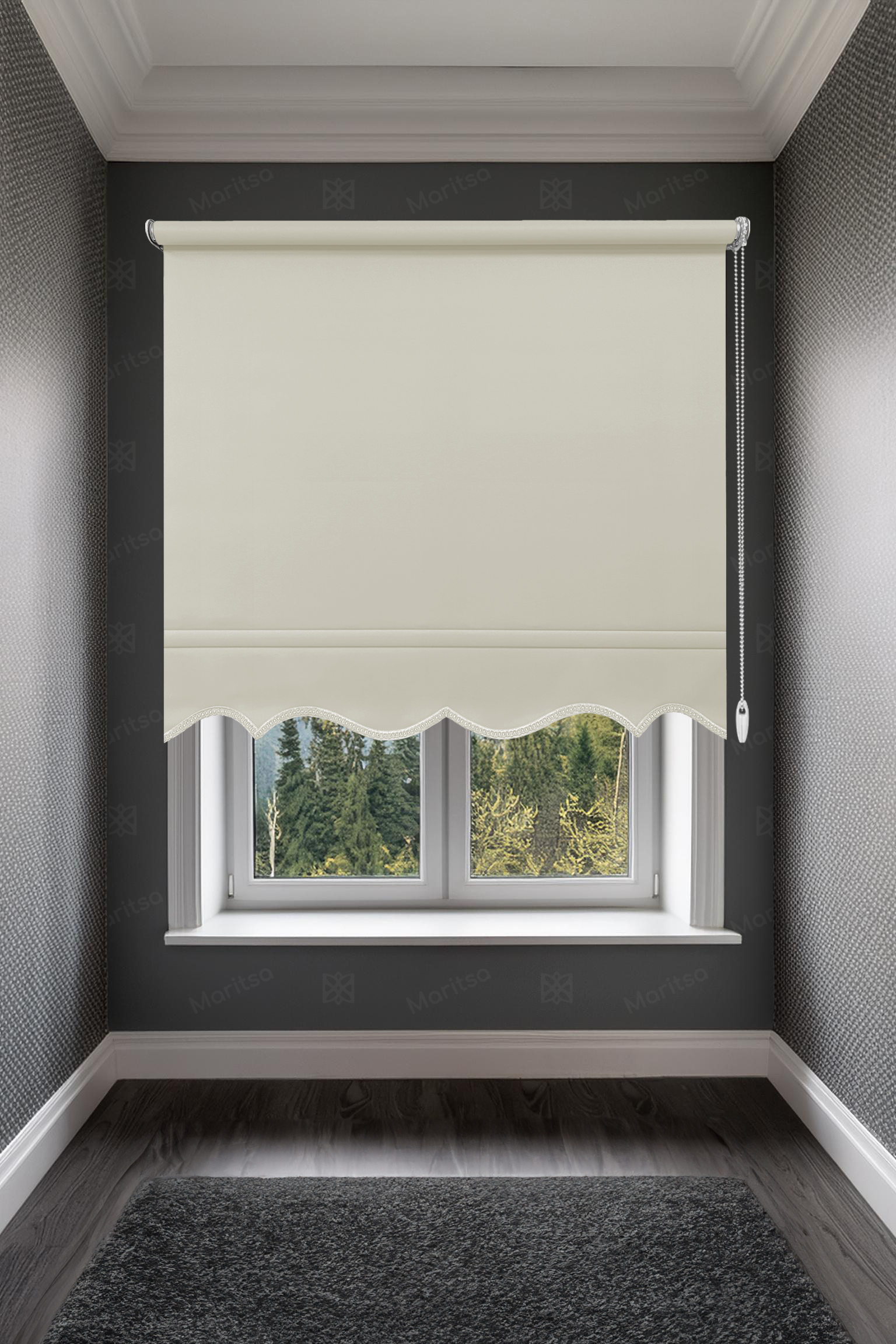 Mat Polyester Krem Stor Perde