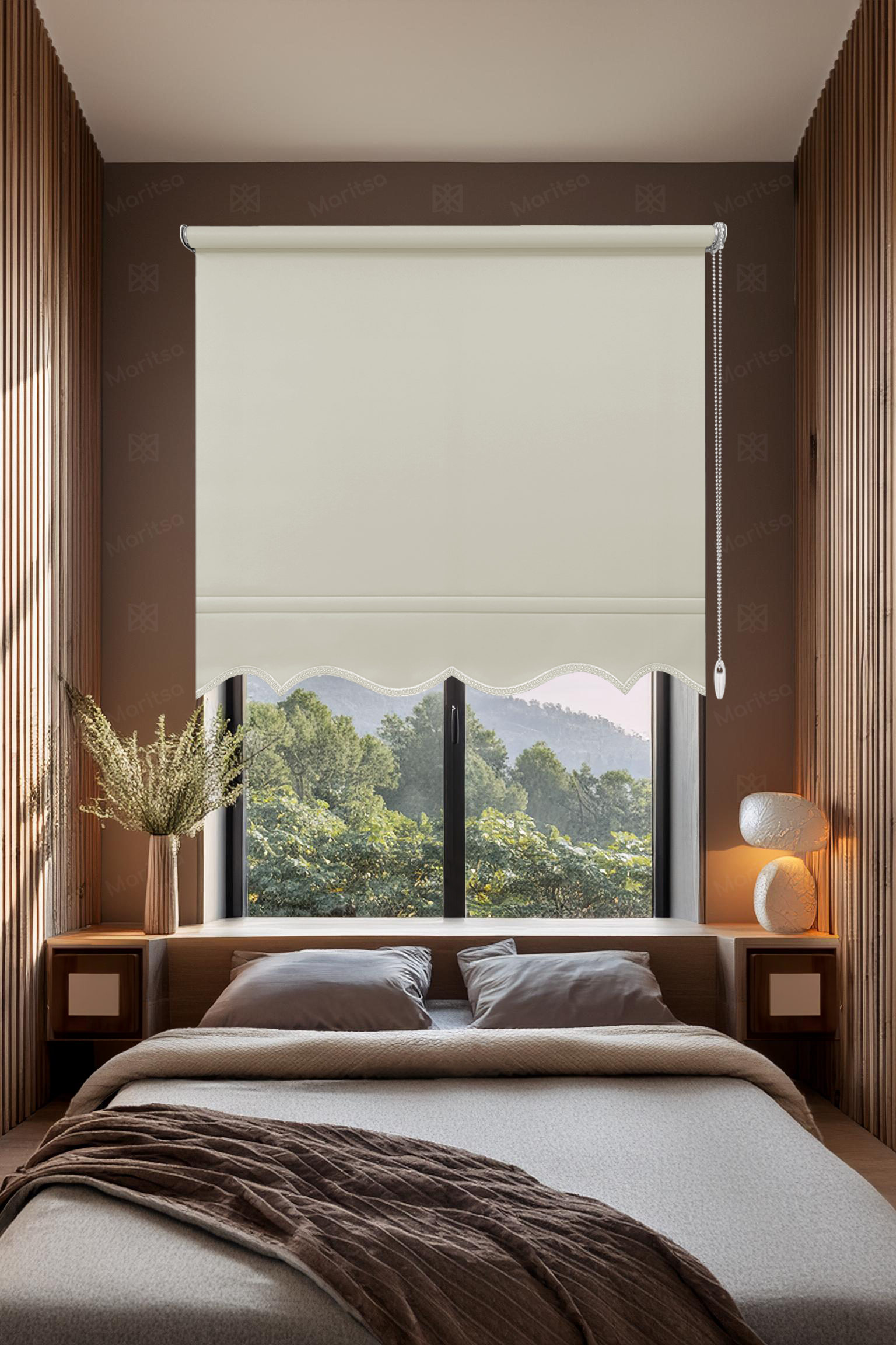 Mat Polyester Krem Stor Perde