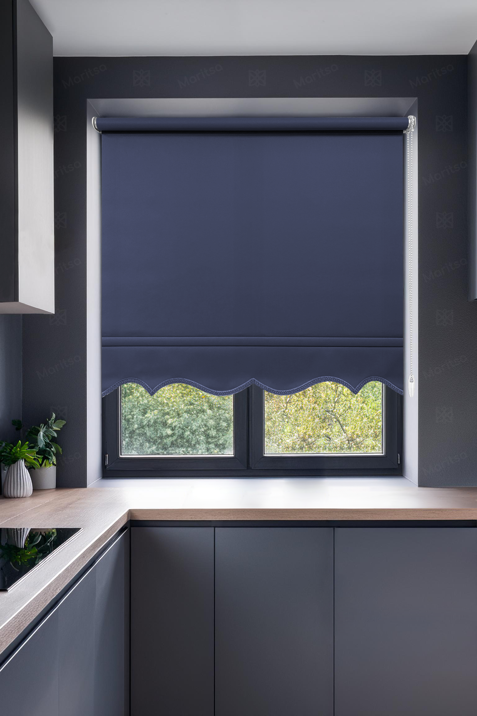 Mat Polyester Lacivert Stor Perde